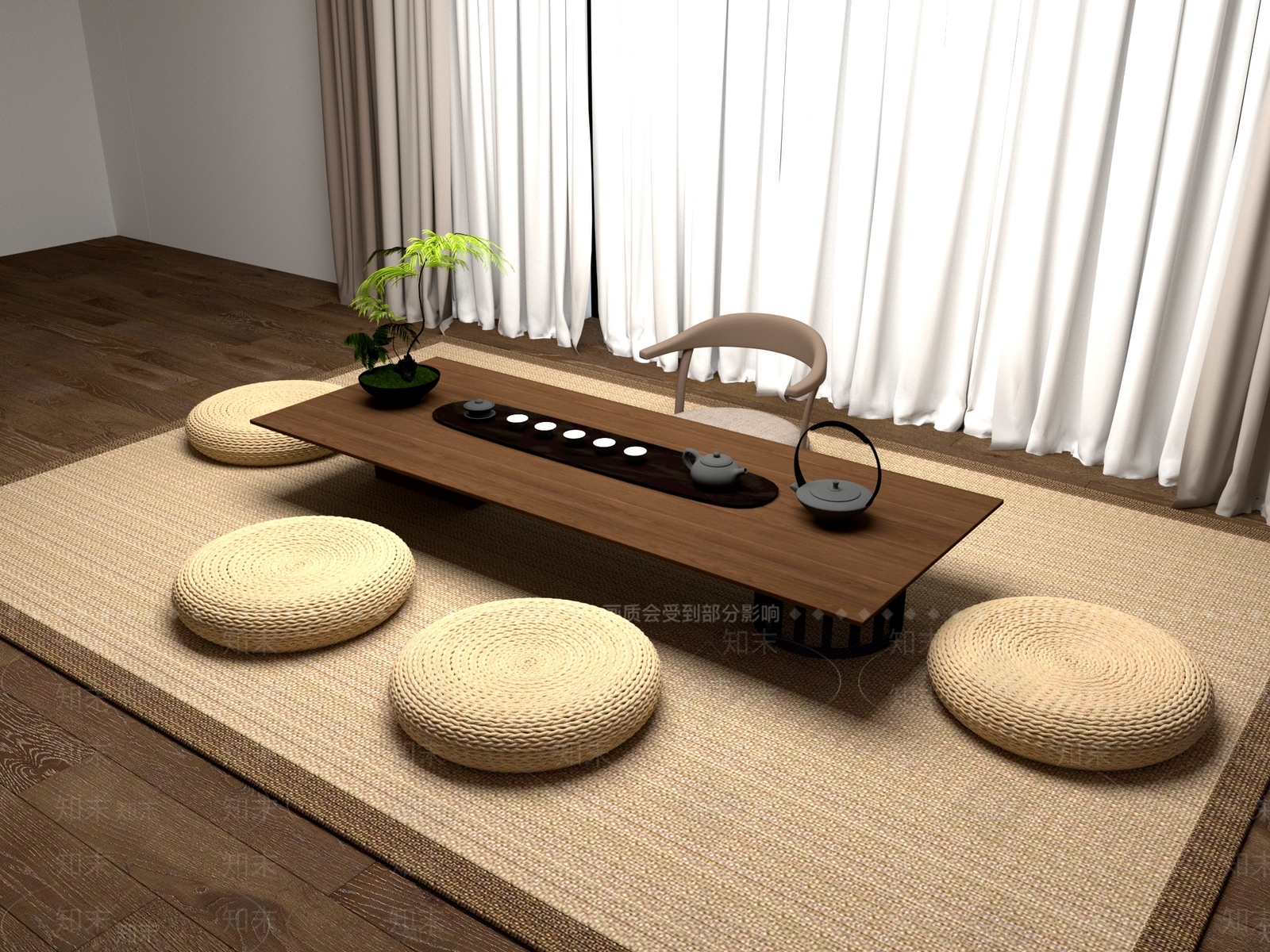 新中式中式茶桌椅3D模型下载【ID:1201079367】