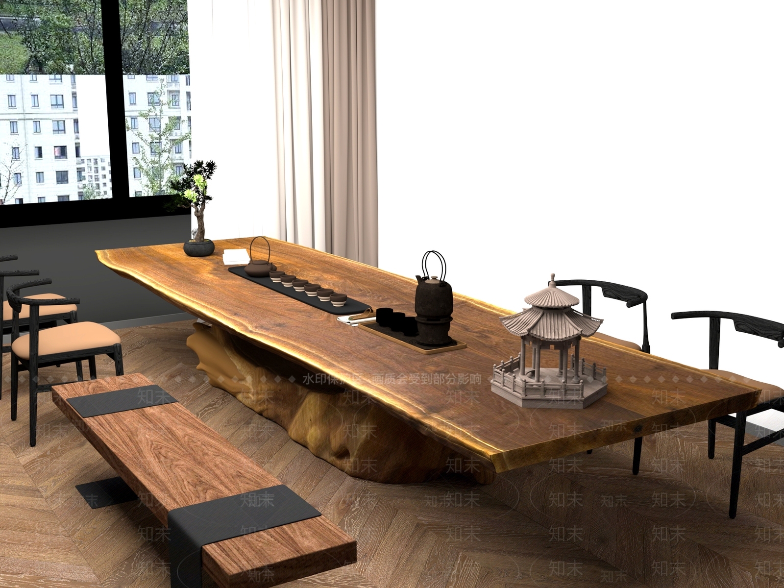 新中式中式茶桌椅3D模型下载【ID:1201079734】