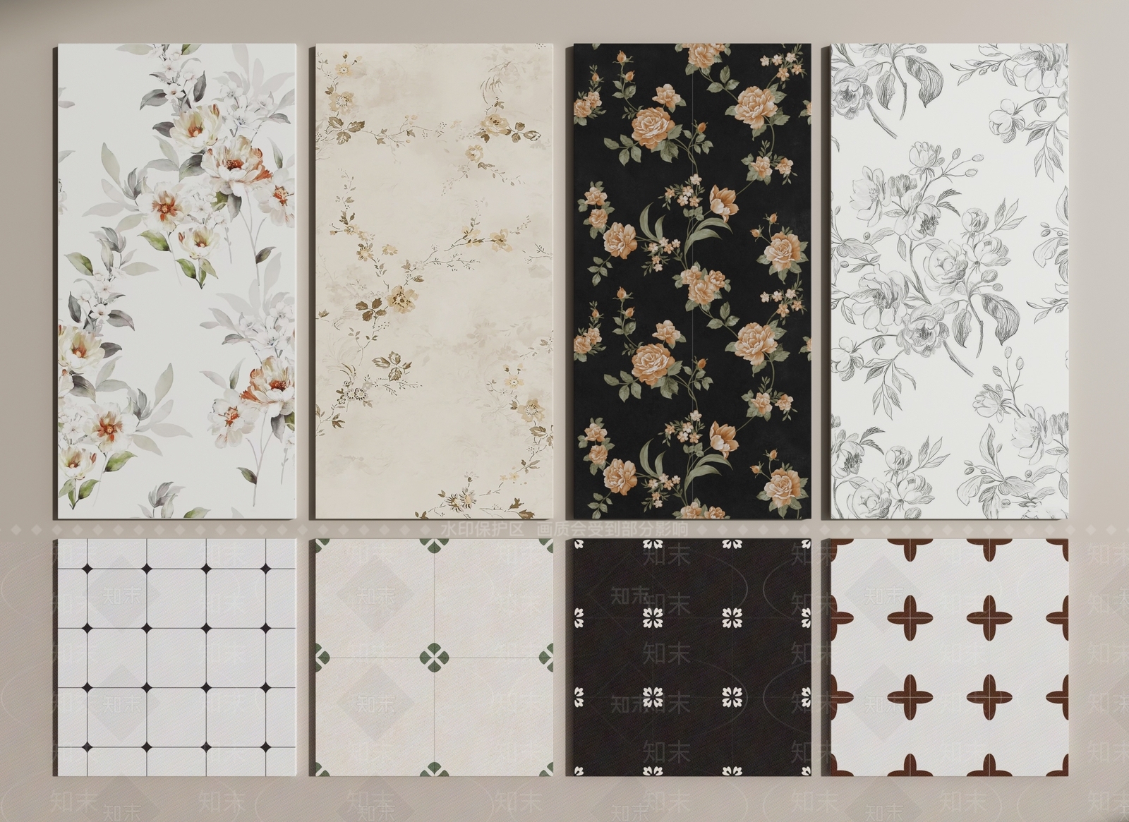 法式奶油地砖3D模型下载【ID:1201092715】