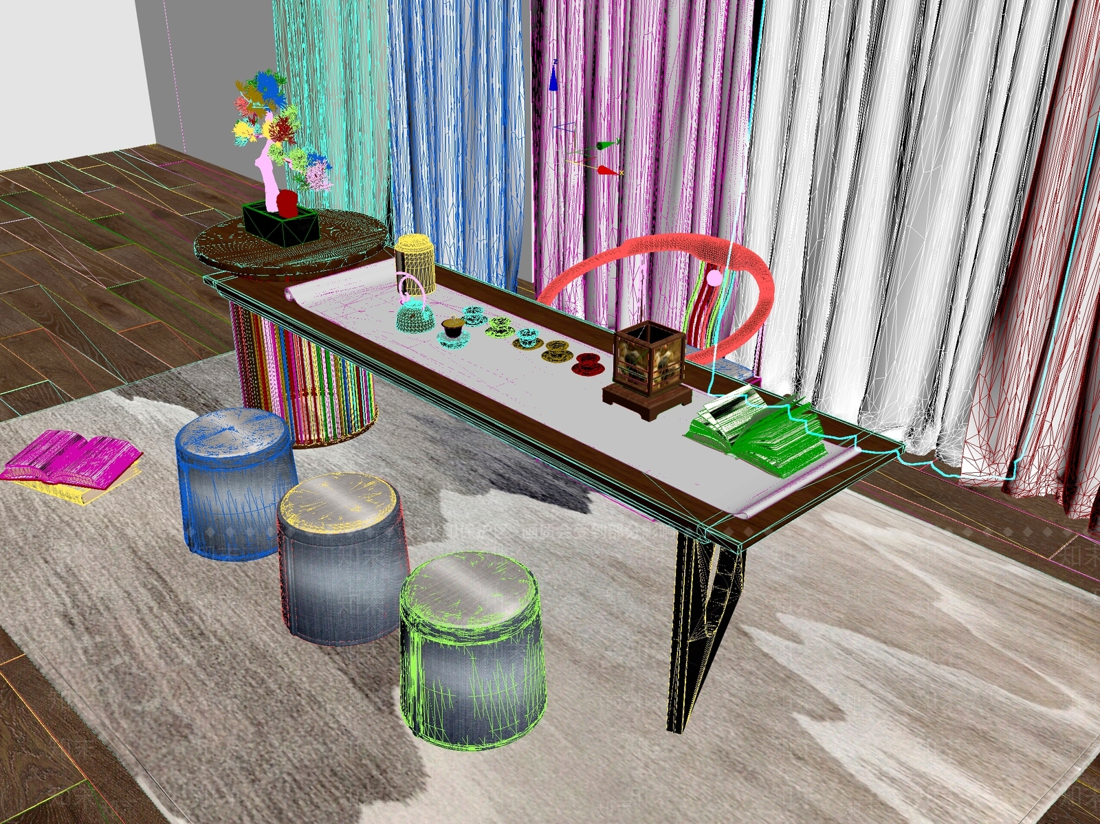 新中式中式茶桌椅3D模型下载【ID:1201080936】