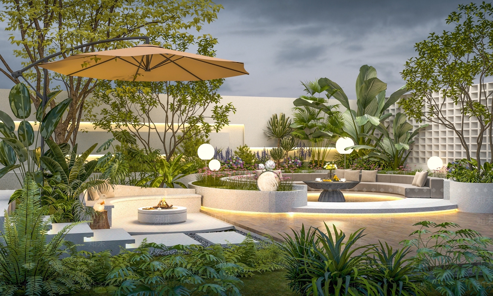 现代屋顶花园SU模型下载【ID:1201081483】