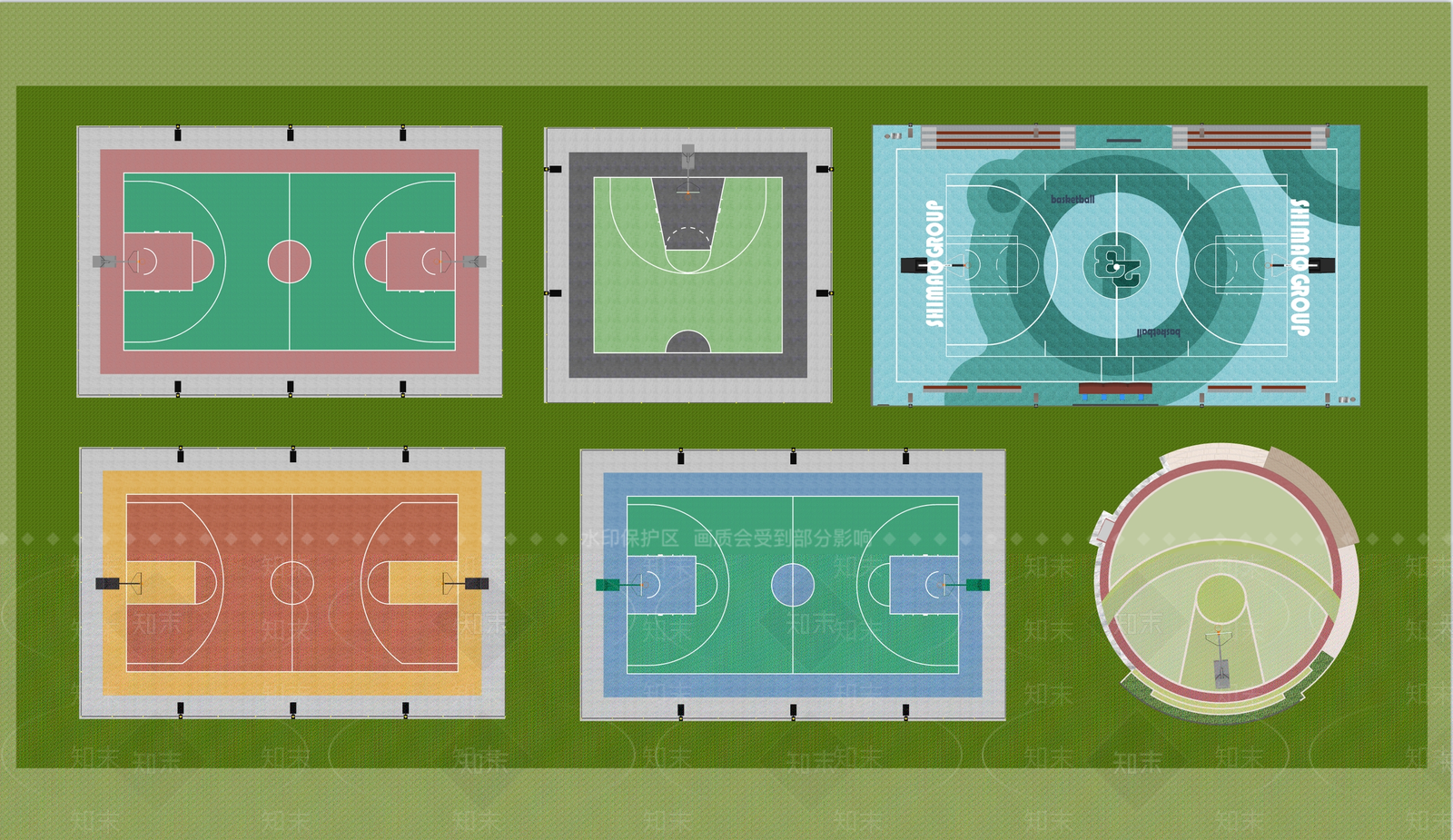 现代简约篮球场SU模型下载【ID:1201082489】