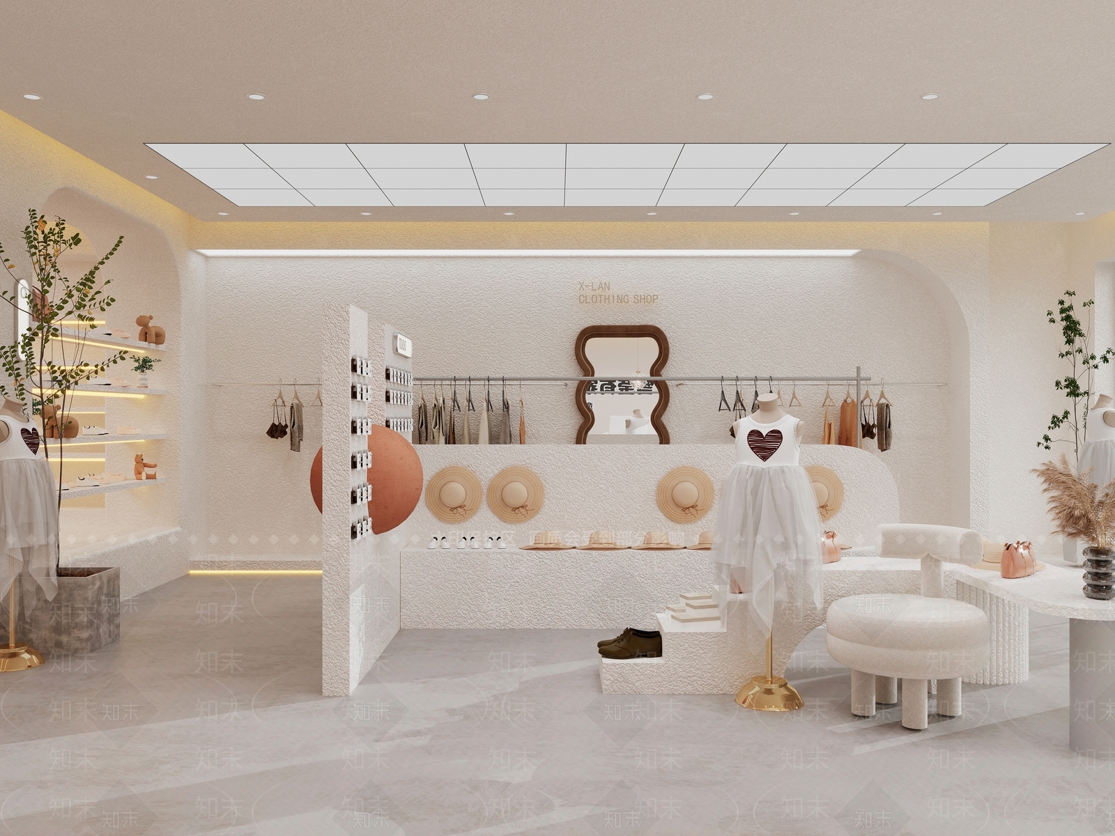 极简奶油服装店3D模型下载【ID:1201082710】