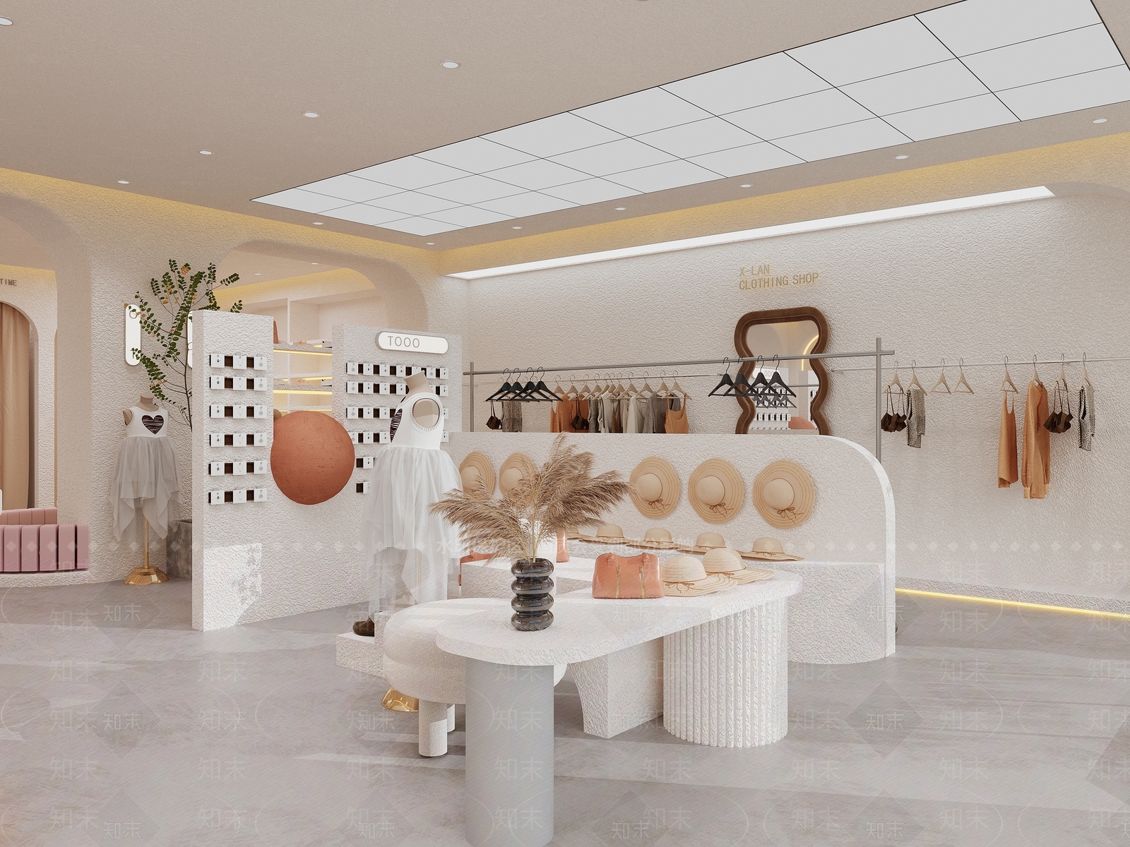 极简奶油服装店3D模型下载【ID:1201082710】