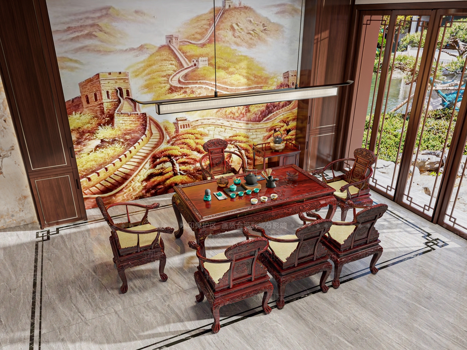 中式新中式茶室3D模型下载【ID:1201085085】