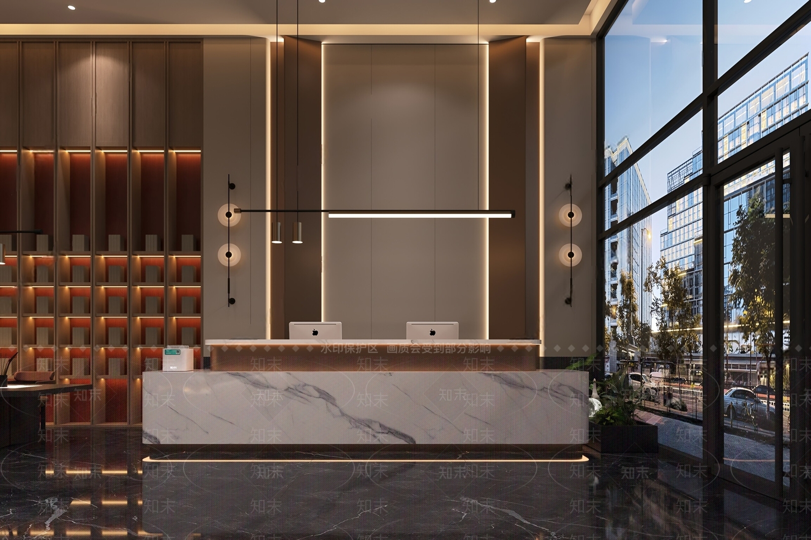 现代酒店大堂SU模型下载【ID:1201085327】