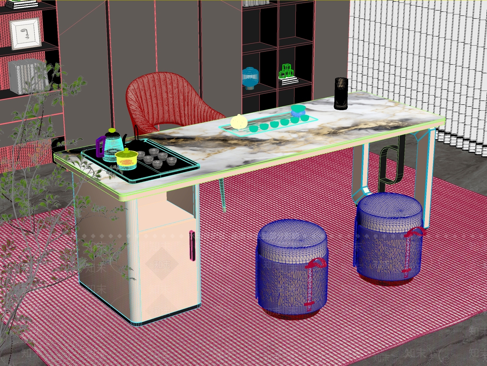 新中式中式茶桌椅3D模型下载【ID:1201086064】