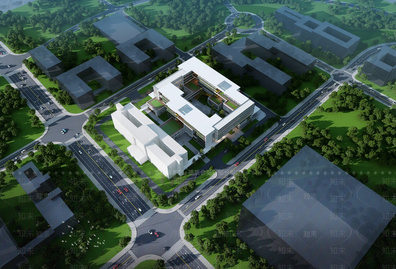 现代极简学校建筑SU模型下载【ID:1201204845】