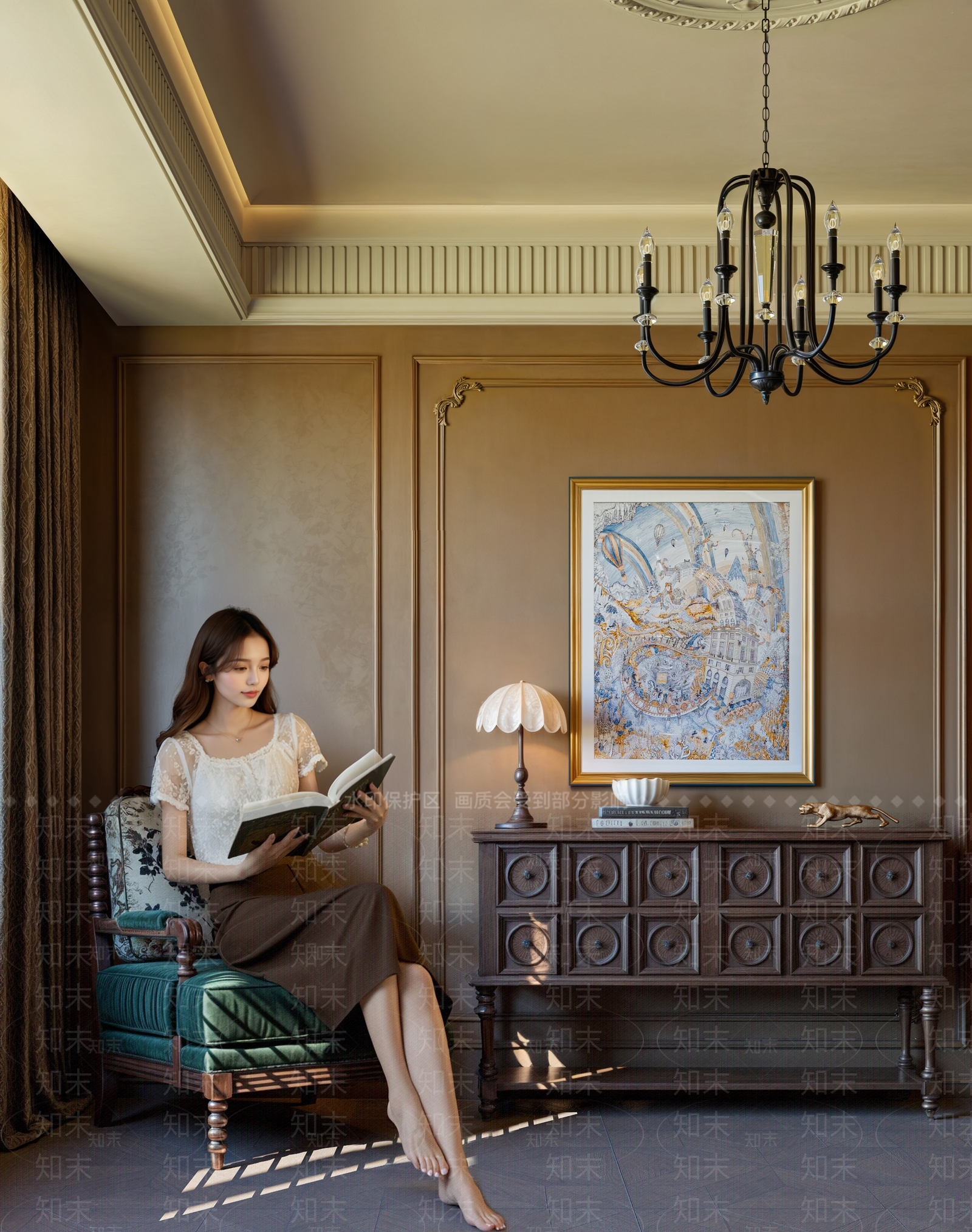 法式美式电视柜3D模型下载【ID:1201087637】