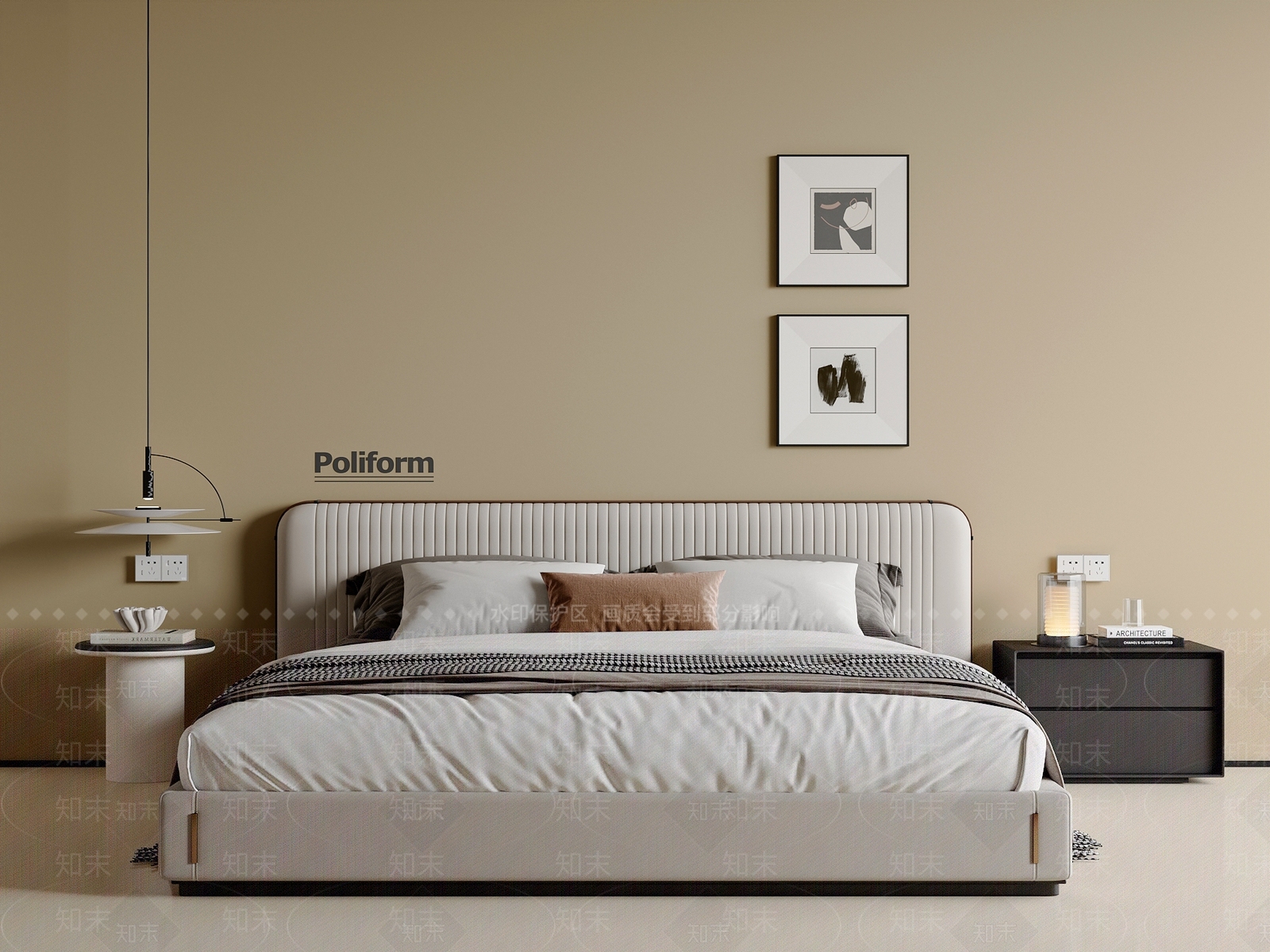 现代简约双人床3D模型下载【ID:1201089174】