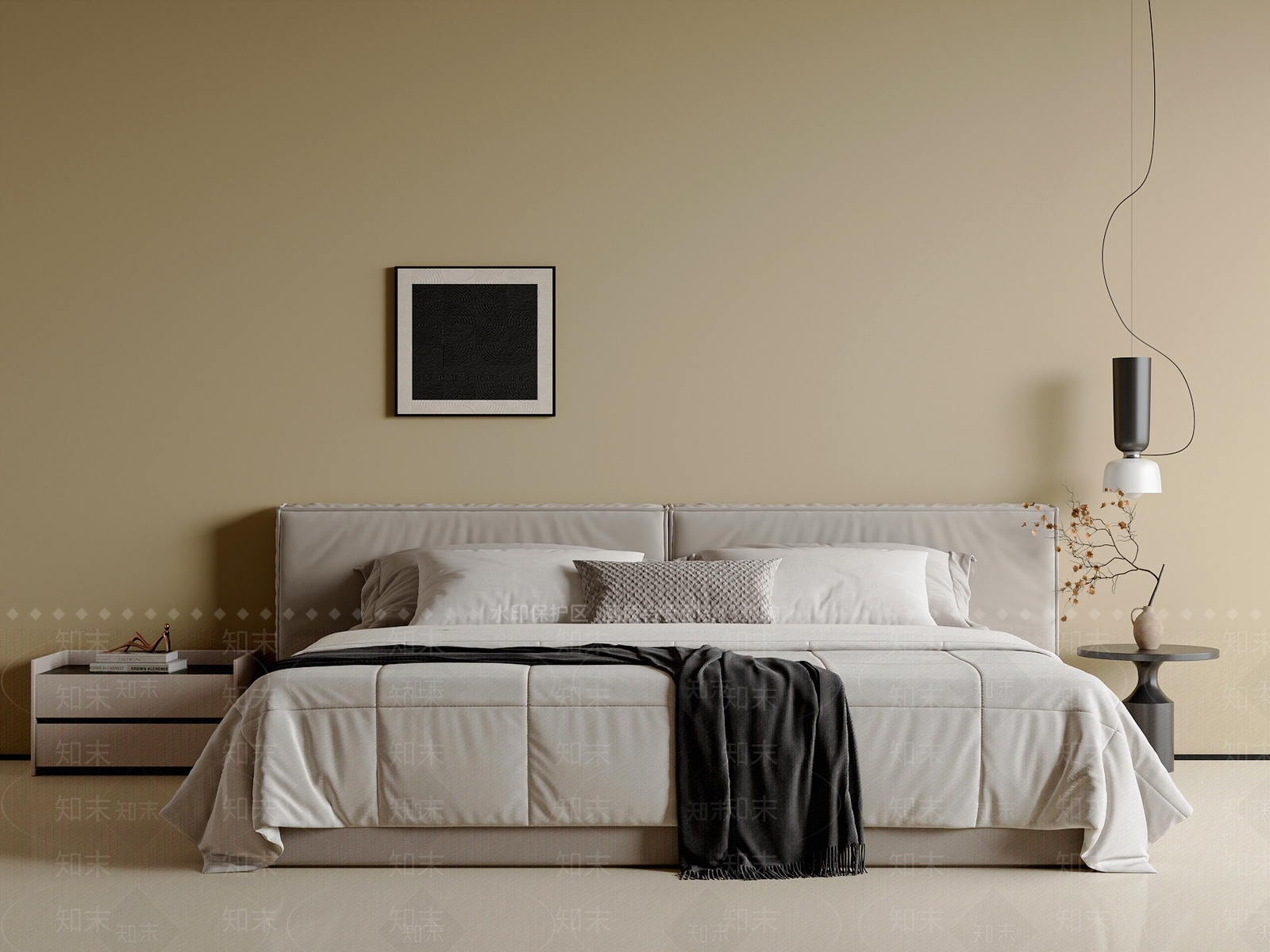 现代简约双人床3D模型下载【ID:1201089381】