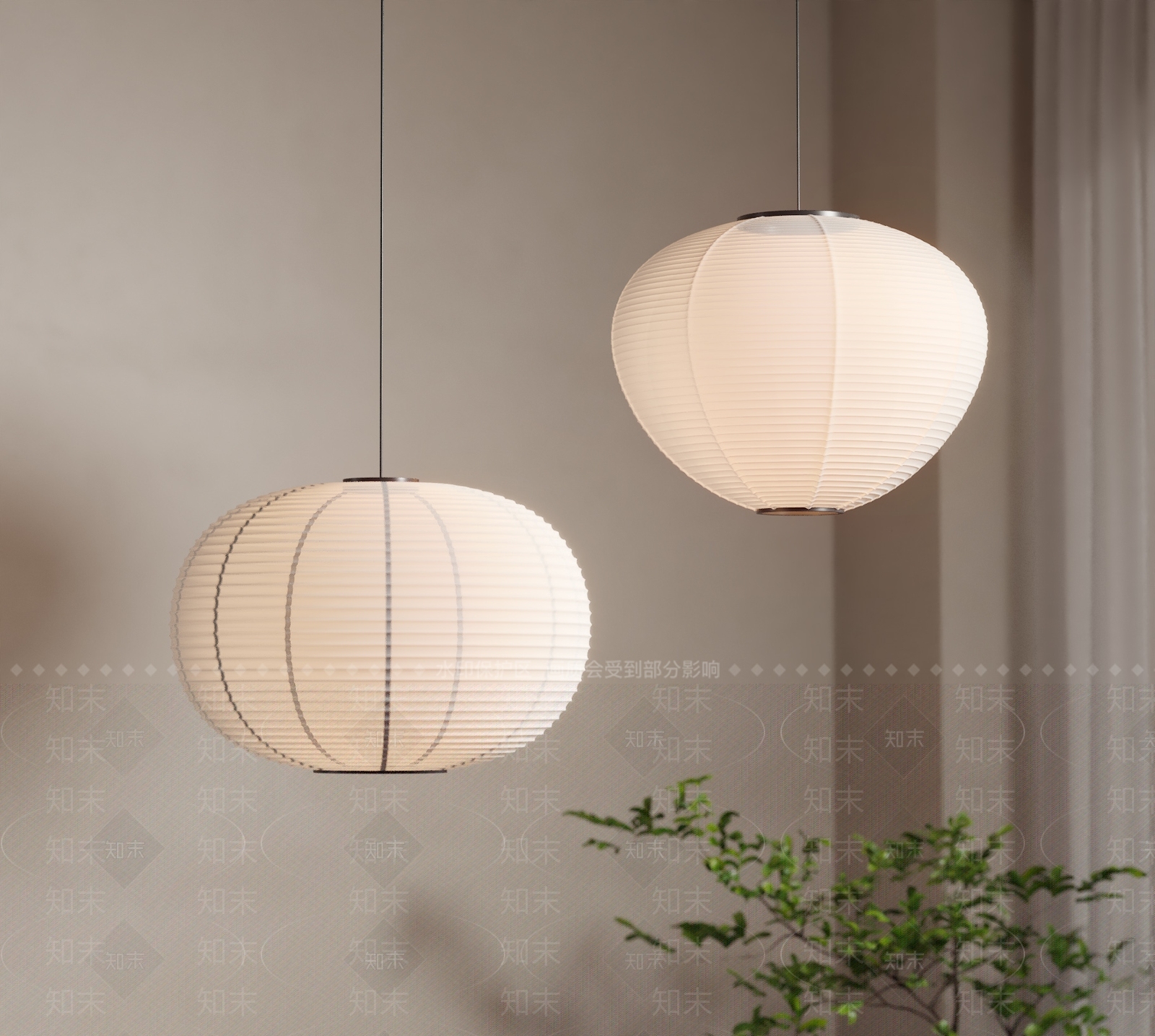 侘寂日式餐厅吊灯SU模型下载【ID:1201089677】