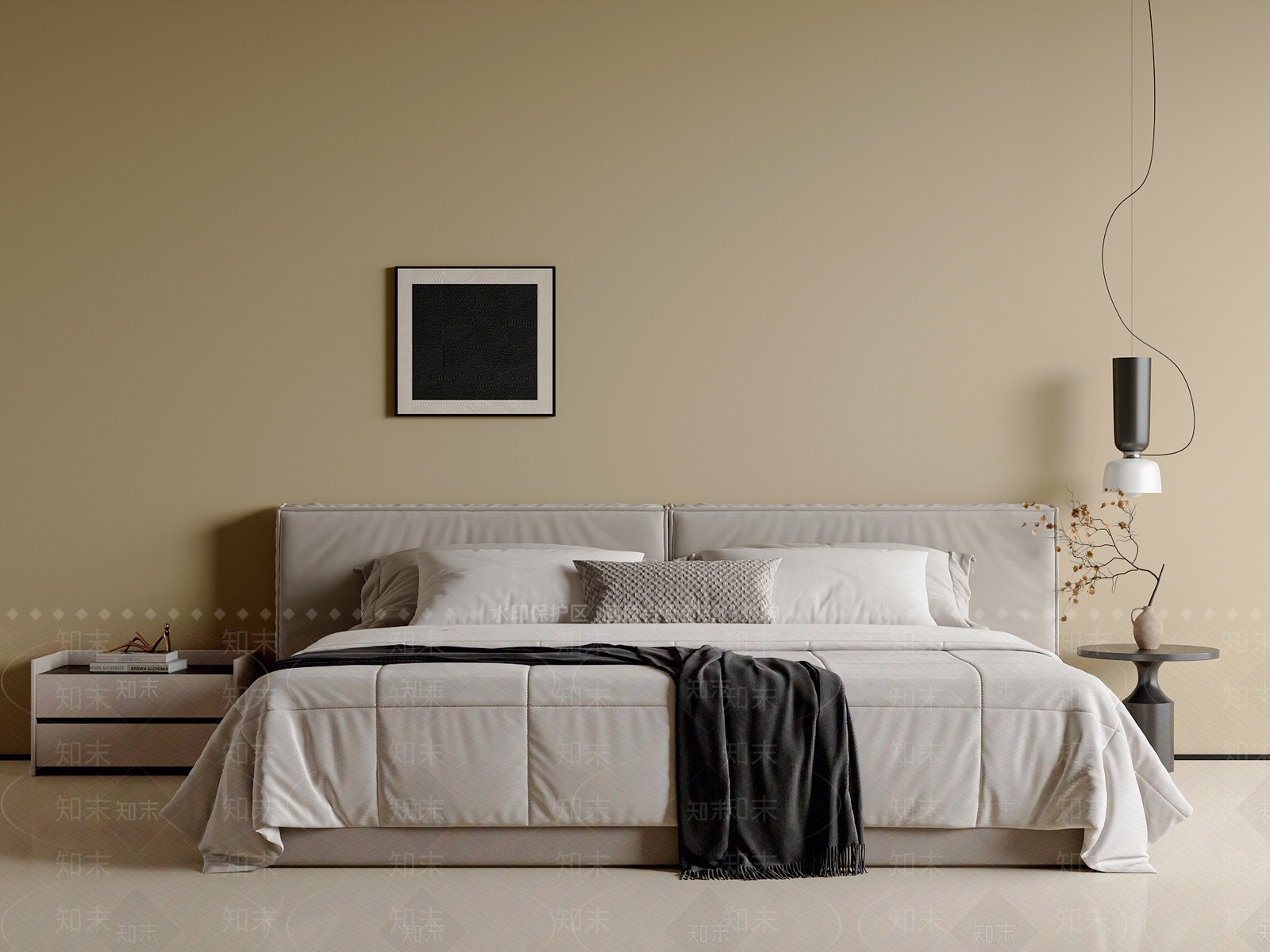 现代简约双人床SU模型下载【ID:1201090652】