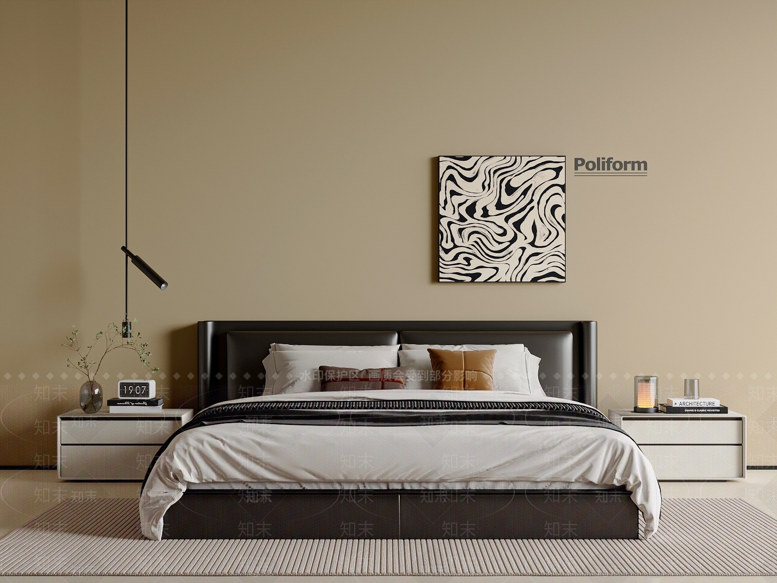 现代简约双人床SU模型下载【ID:1201090845】