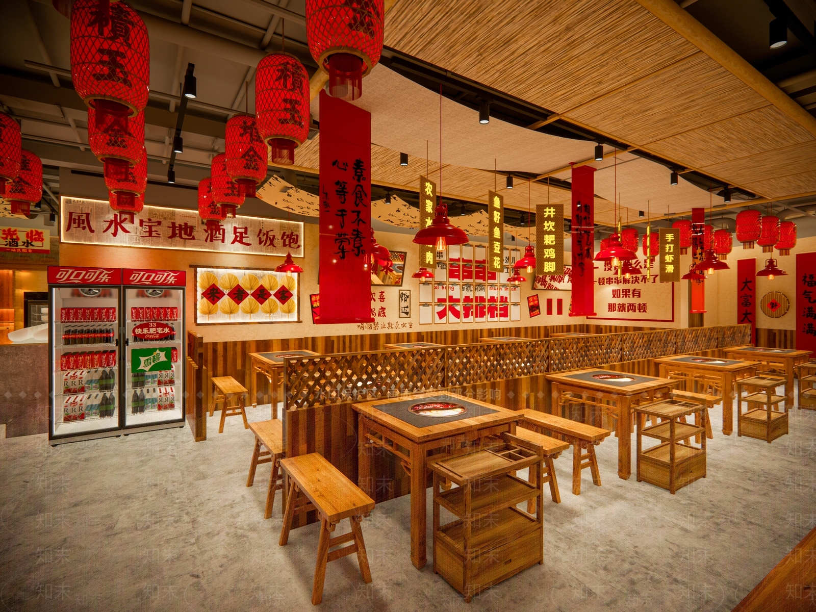 新中式中式火锅店SU模型下载【ID:1201092952】