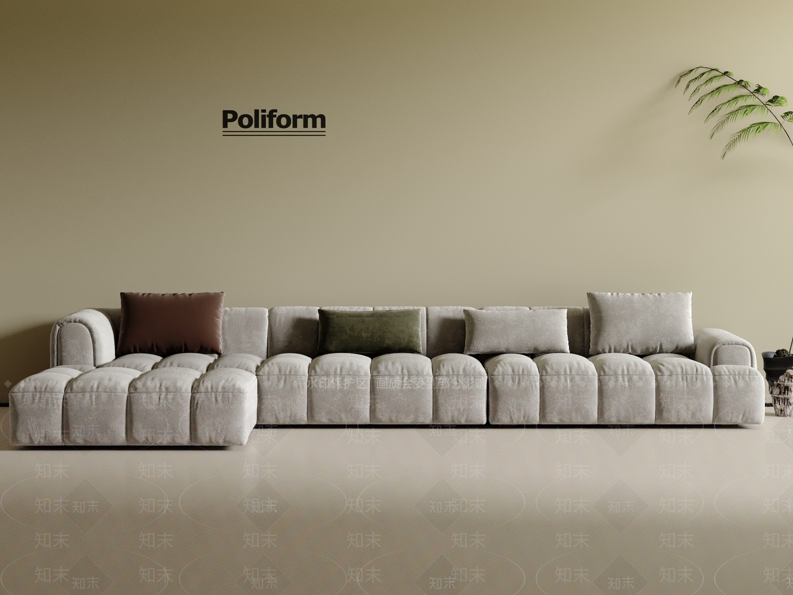 现代侘寂多人沙发3D模型下载【ID:1201100074】