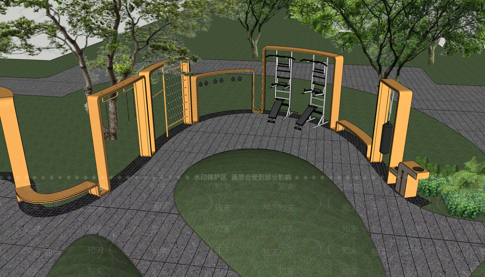 现代其他景观小品SU模型下载【ID:1201100100】