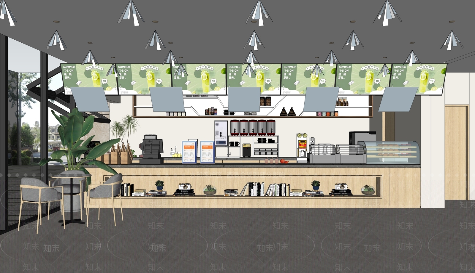 现代奶茶店SU模型下载【ID:1201100335】