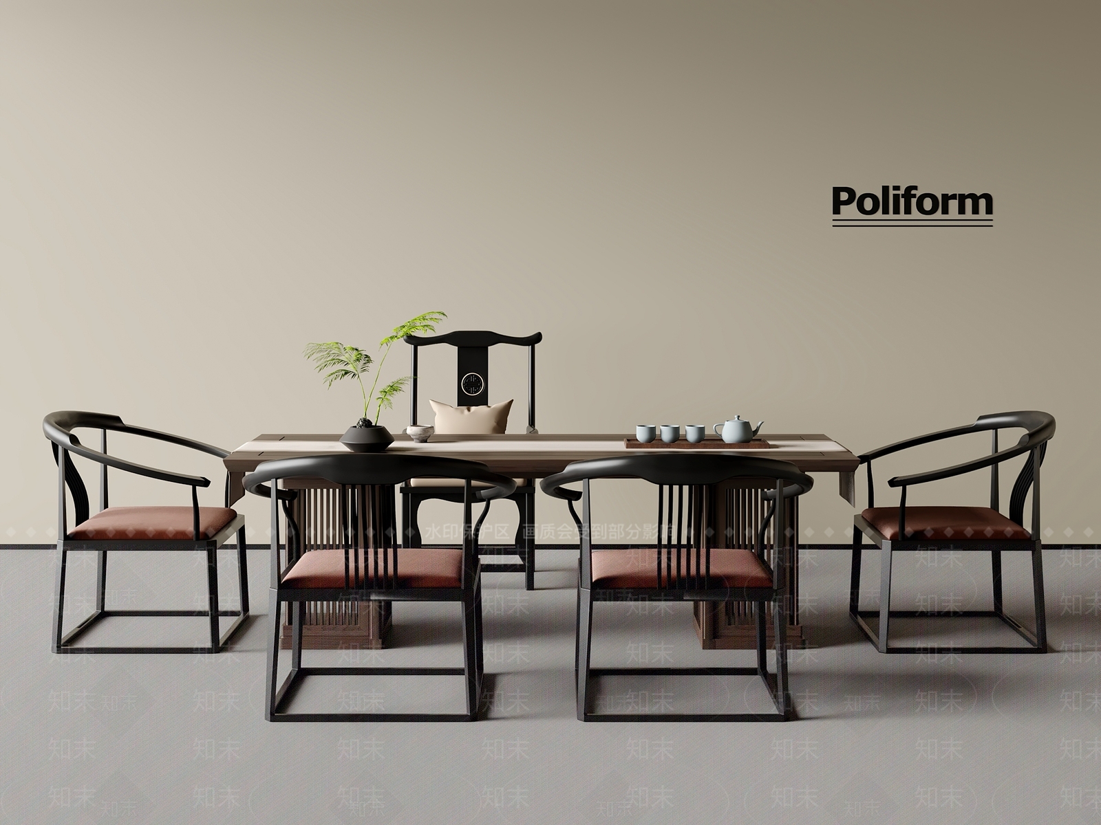 中式餐桌椅3D模型下载【ID:1201100429】