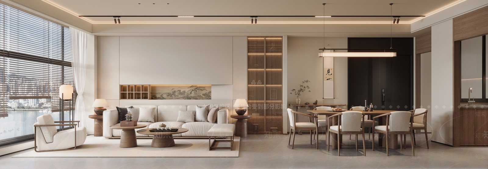 新中式客餐厅3D模型下载【ID:1201101640】