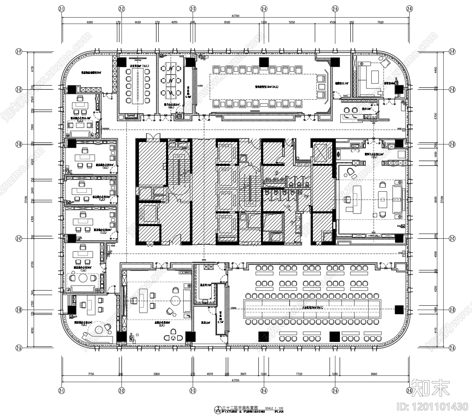 现代整体办公空间cad施工图下载【ID:1201101430】