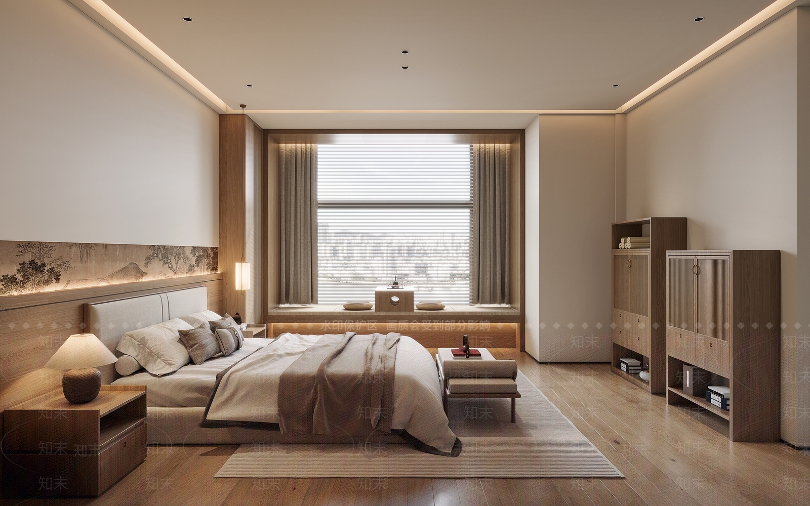 新中式家居卧室3D模型下载【ID:1201102252】