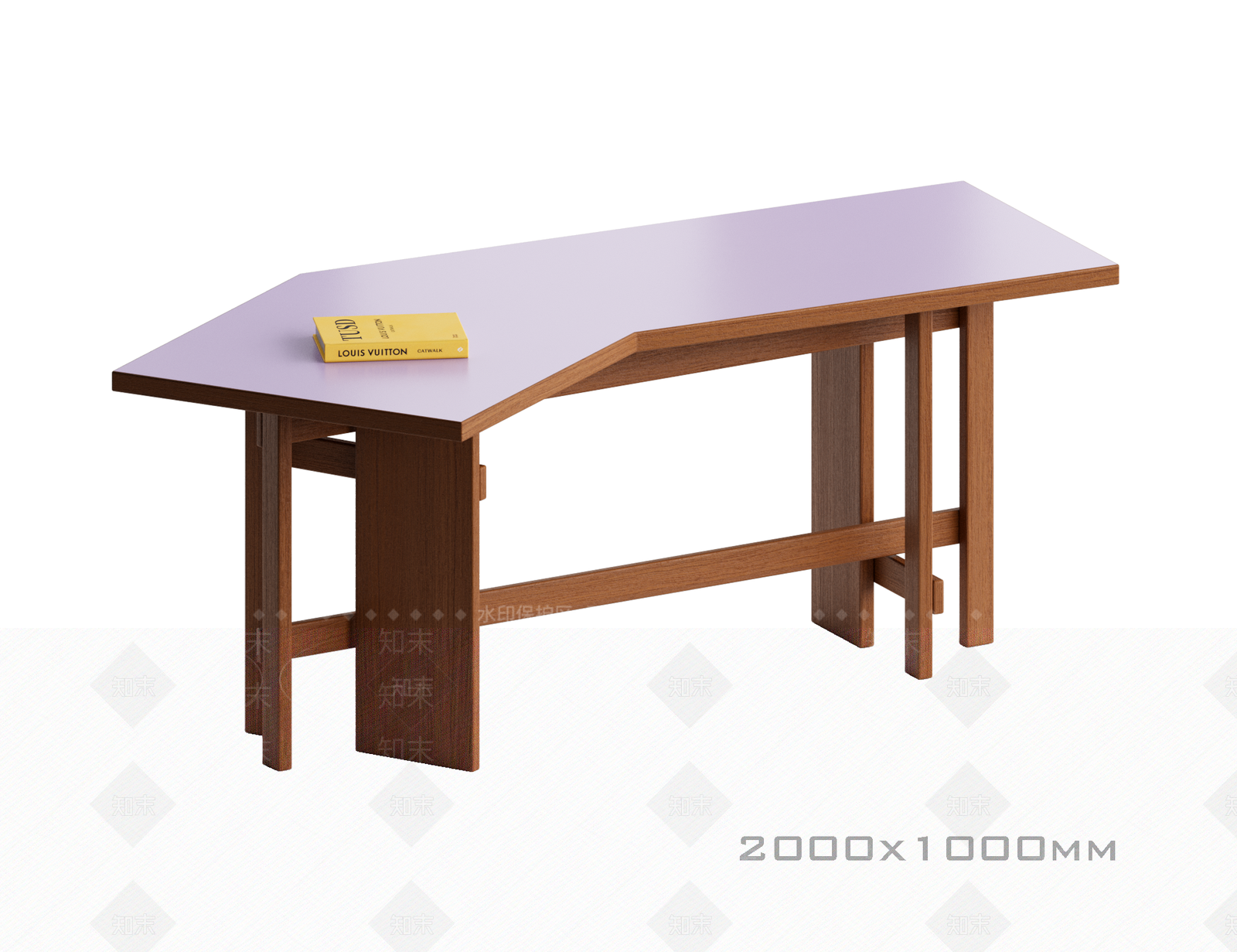 复古奶油书桌3D模型下载【ID:1201102653】