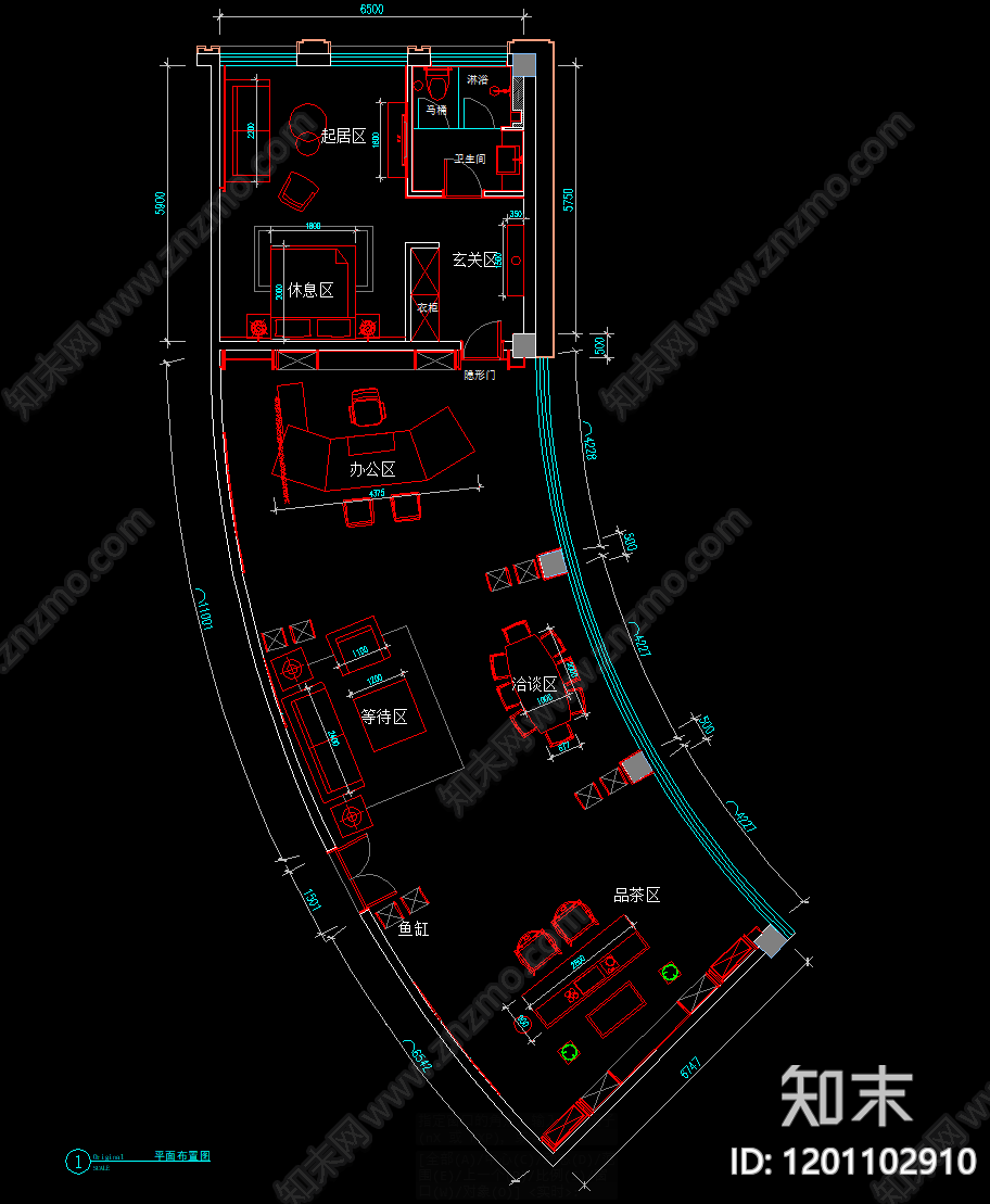 新中式原木独立办公室cad施工图下载【ID:1201102910】
