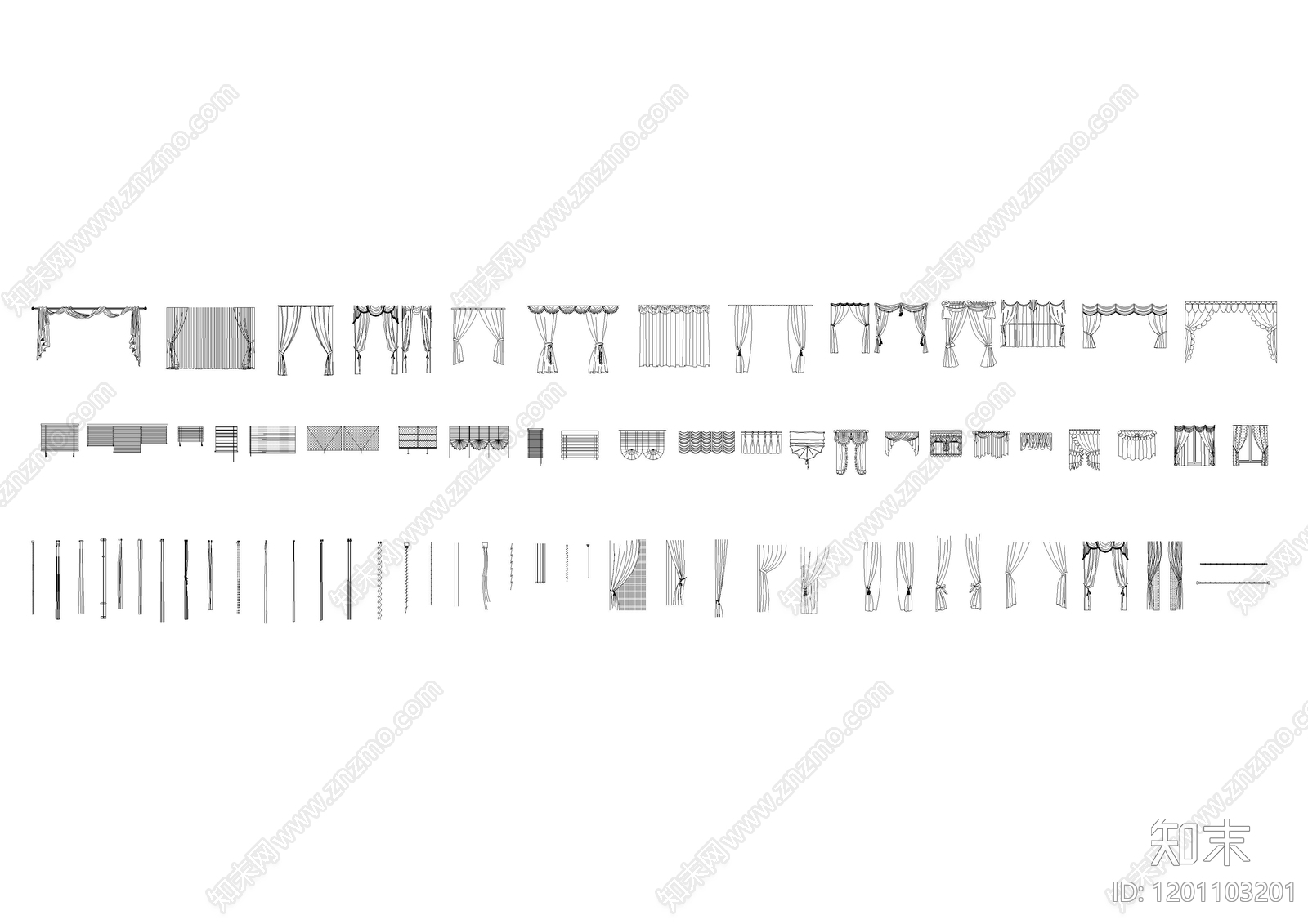 现代窗帘施工图下载【ID:1201103201】