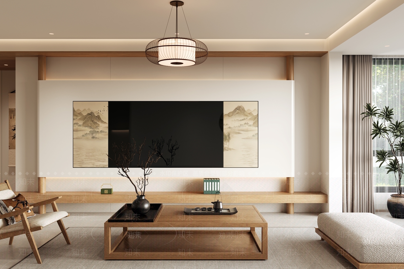 新中式禅意电视柜3D模型下载【ID:1201104902】