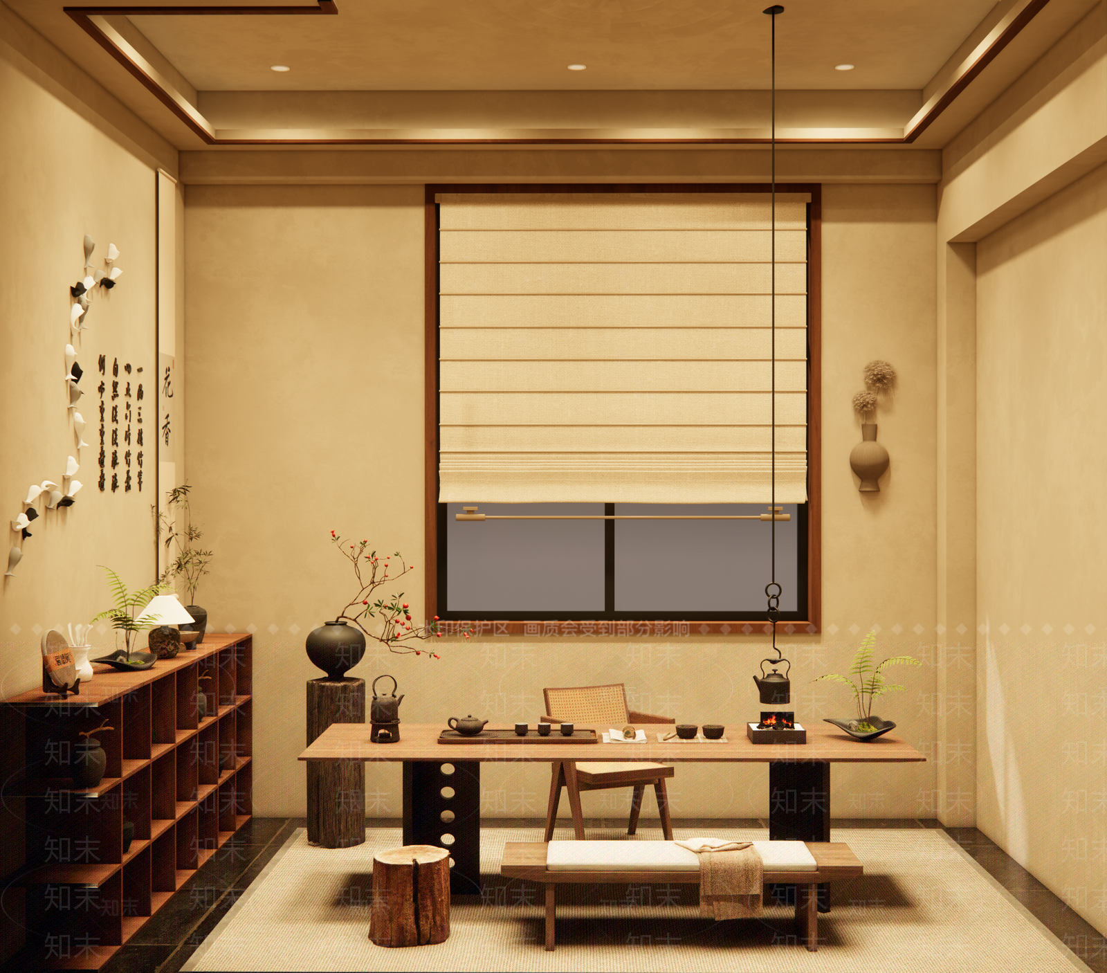侘寂新中式中餐厅SU模型下载【ID:1201108645】