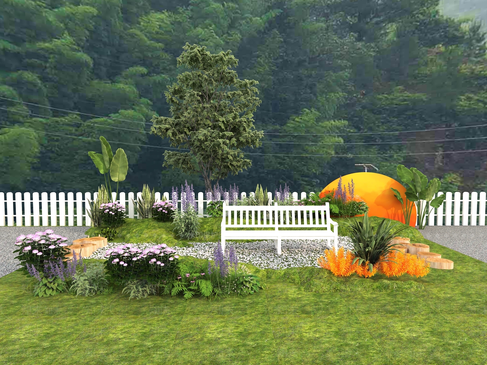 现代复古花境3D模型下载【ID:1201109225】