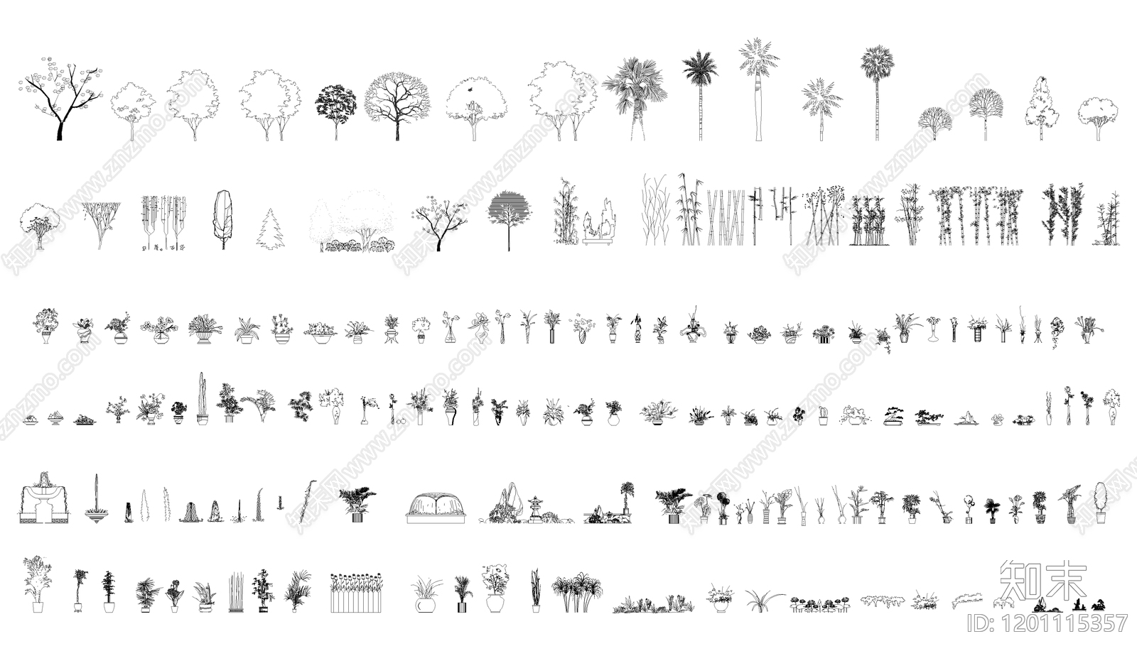 现代综合植物图库施工图下载【ID:1201115357】