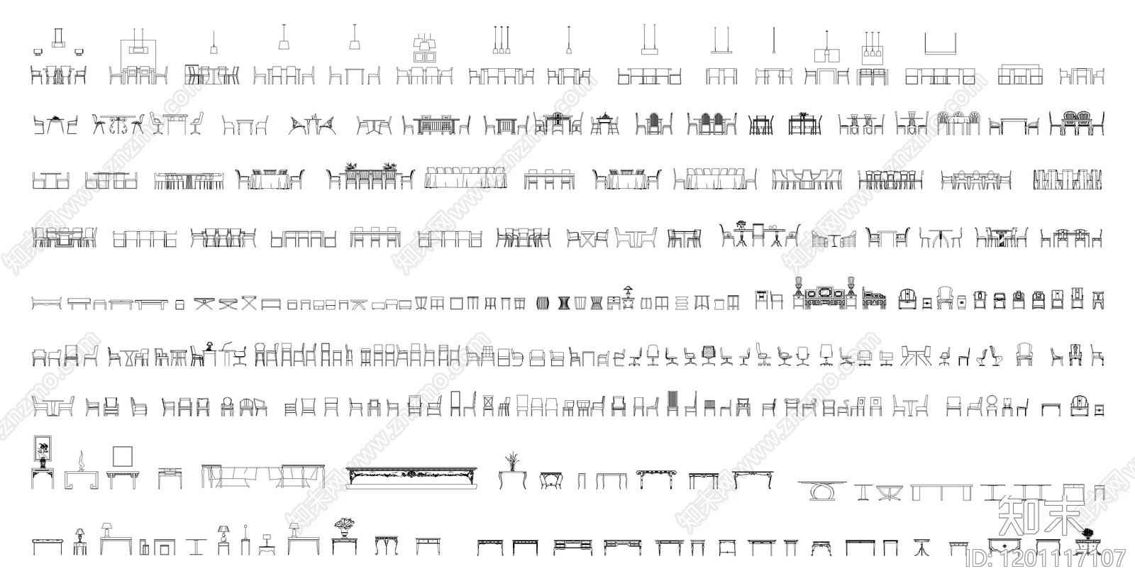 现代桌椅施工图下载【ID:1201117107】