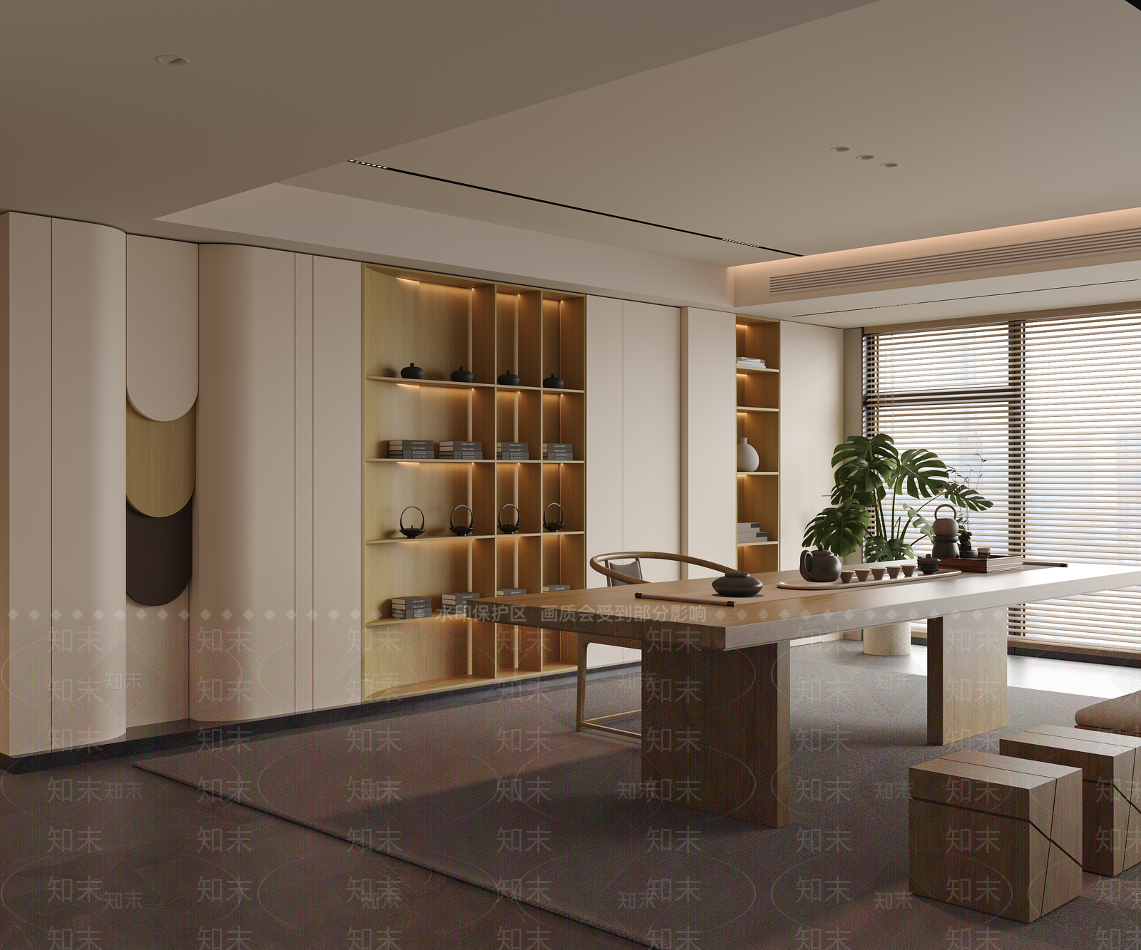 现代新中式茶室3D模型下载【ID:1201119964】