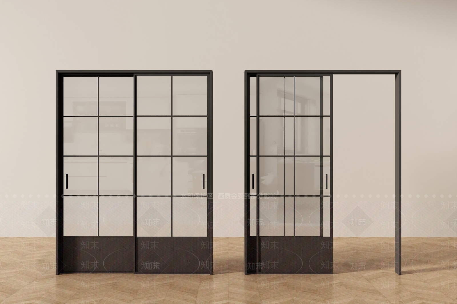 法式美式推拉门3D模型下载【ID:1201120090】