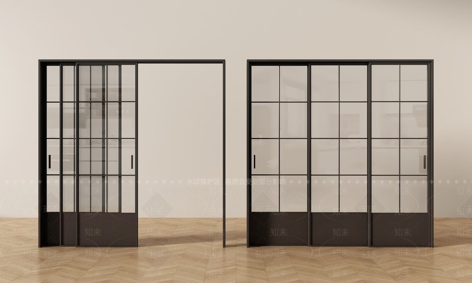 法式美式推拉门3D模型下载【ID:1201120042】