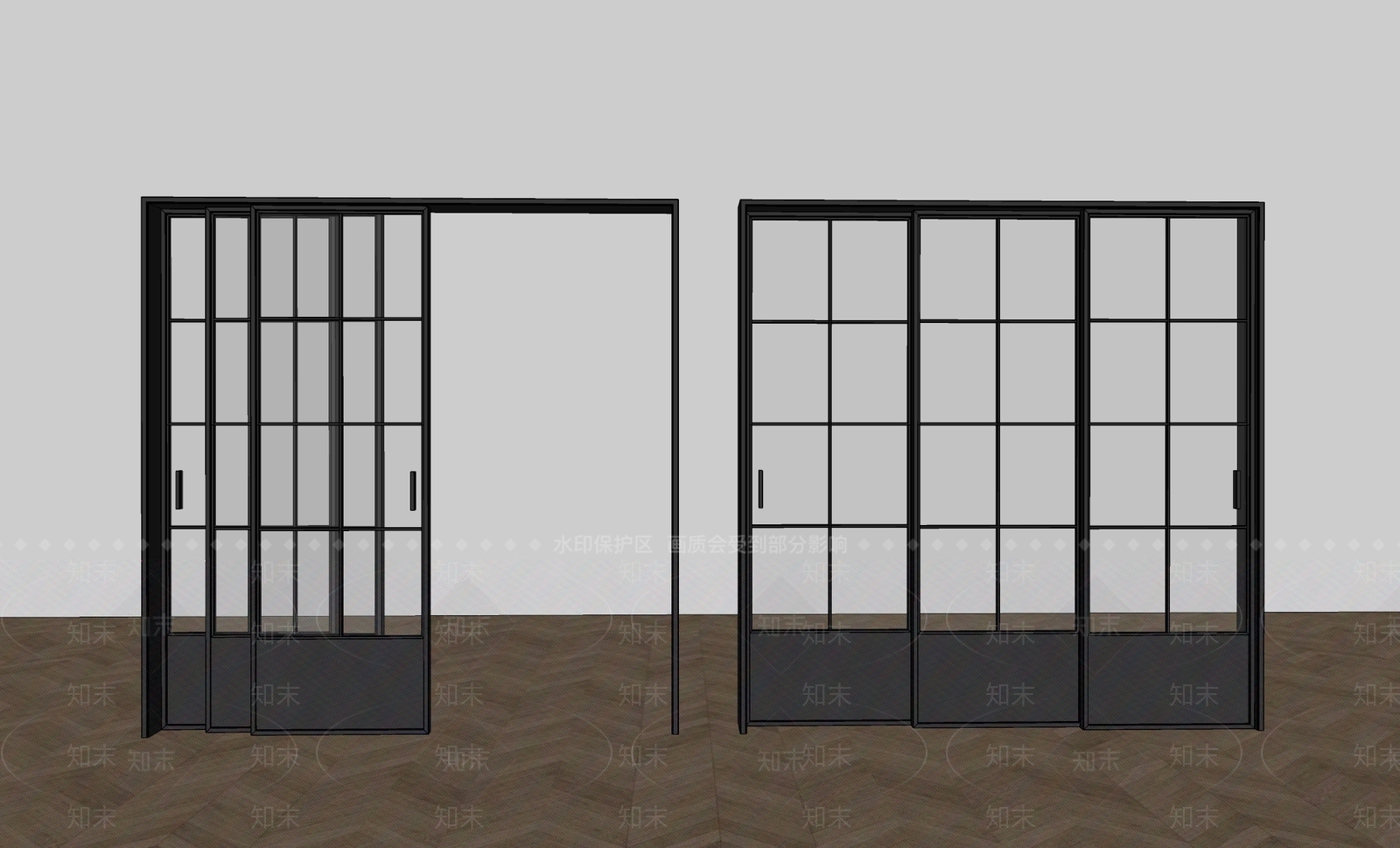 法式美式推拉门SU模型下载【ID:1201120354】