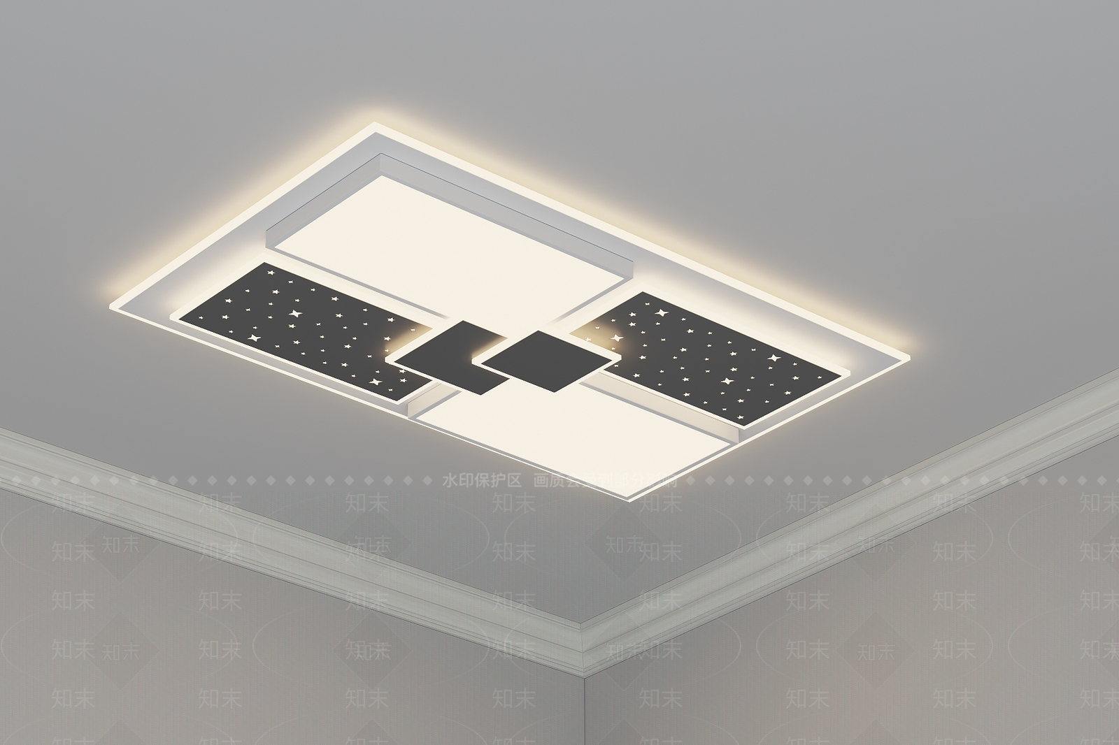 现代吸顶灯3D模型下载【ID:1201120633】