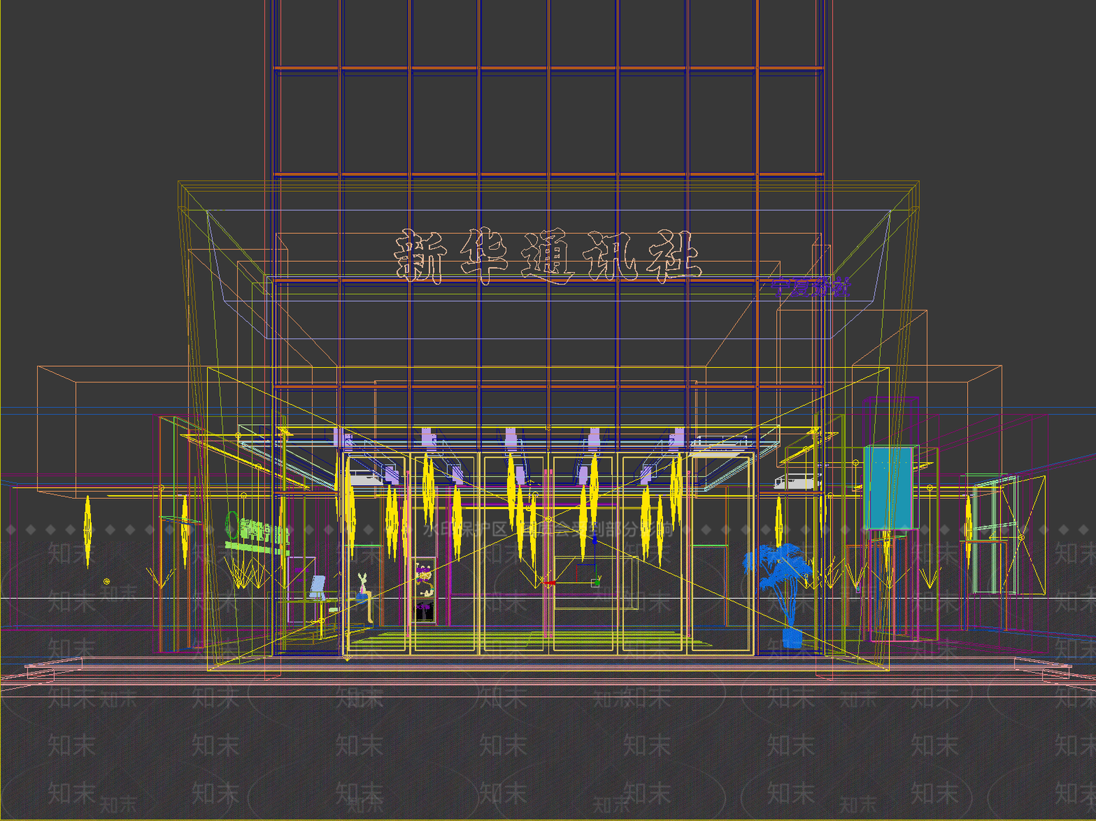 现代极简办公大厅3D模型下载【ID:1201121162】