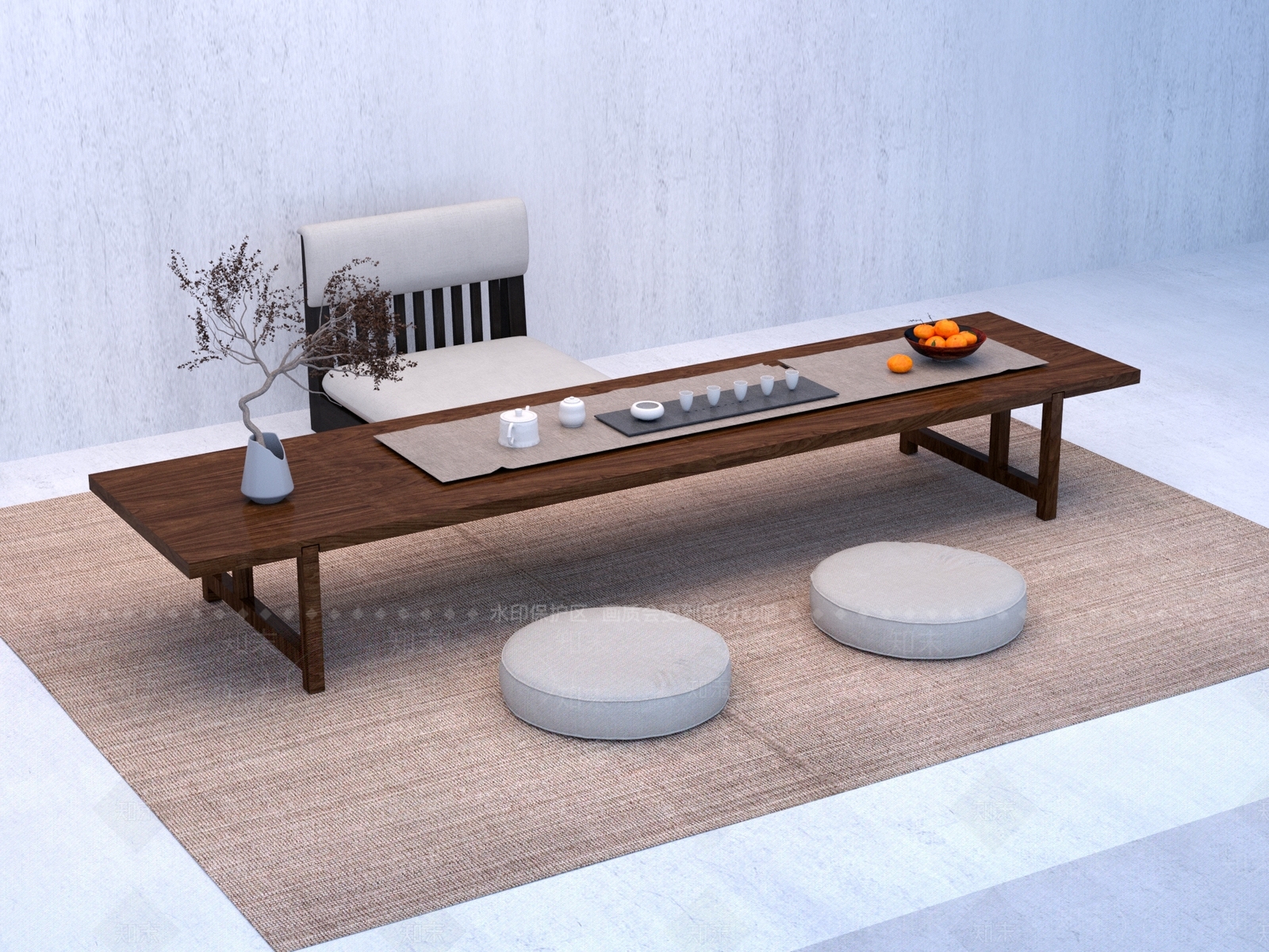 新中式中式茶桌椅3D模型下载【ID:1201124191】