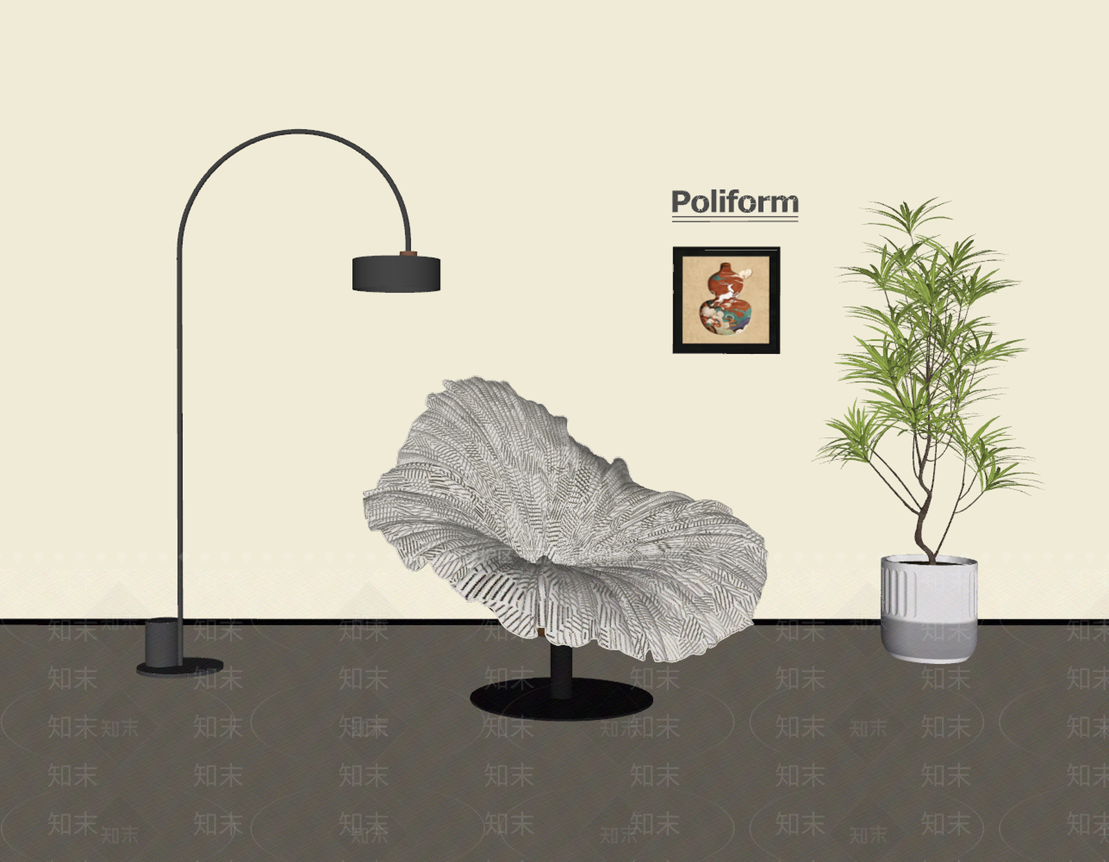 现代意式单人沙发SU模型下载【ID:1201125647】