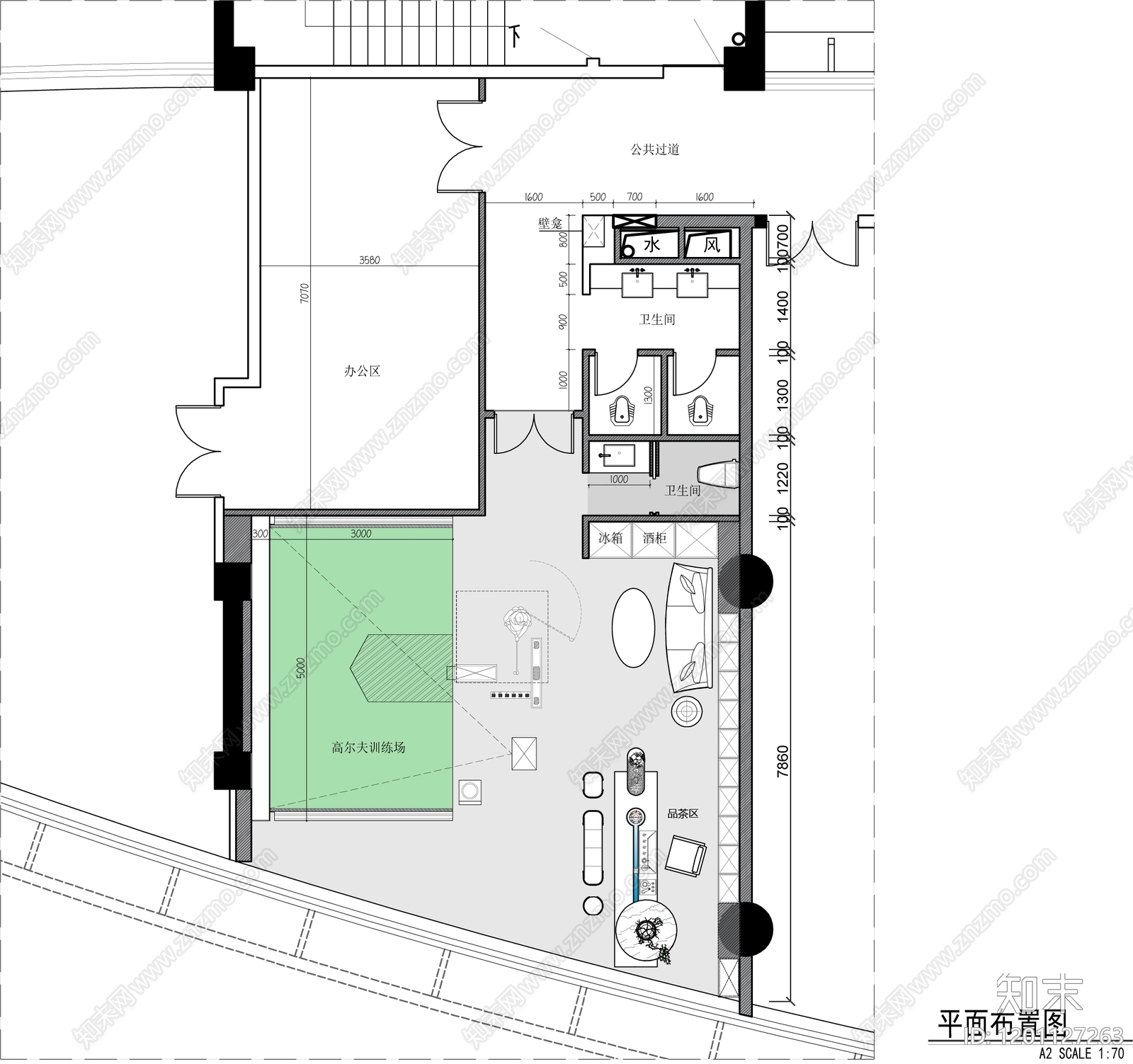 高尔夫训平面方案施工图下载【ID:1201127263】