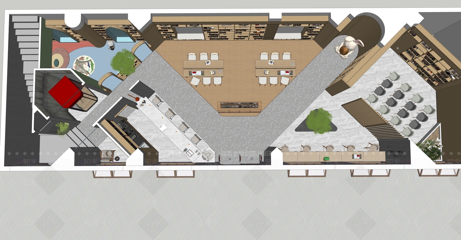 现代书店SU模型下载【ID:1201128137】
