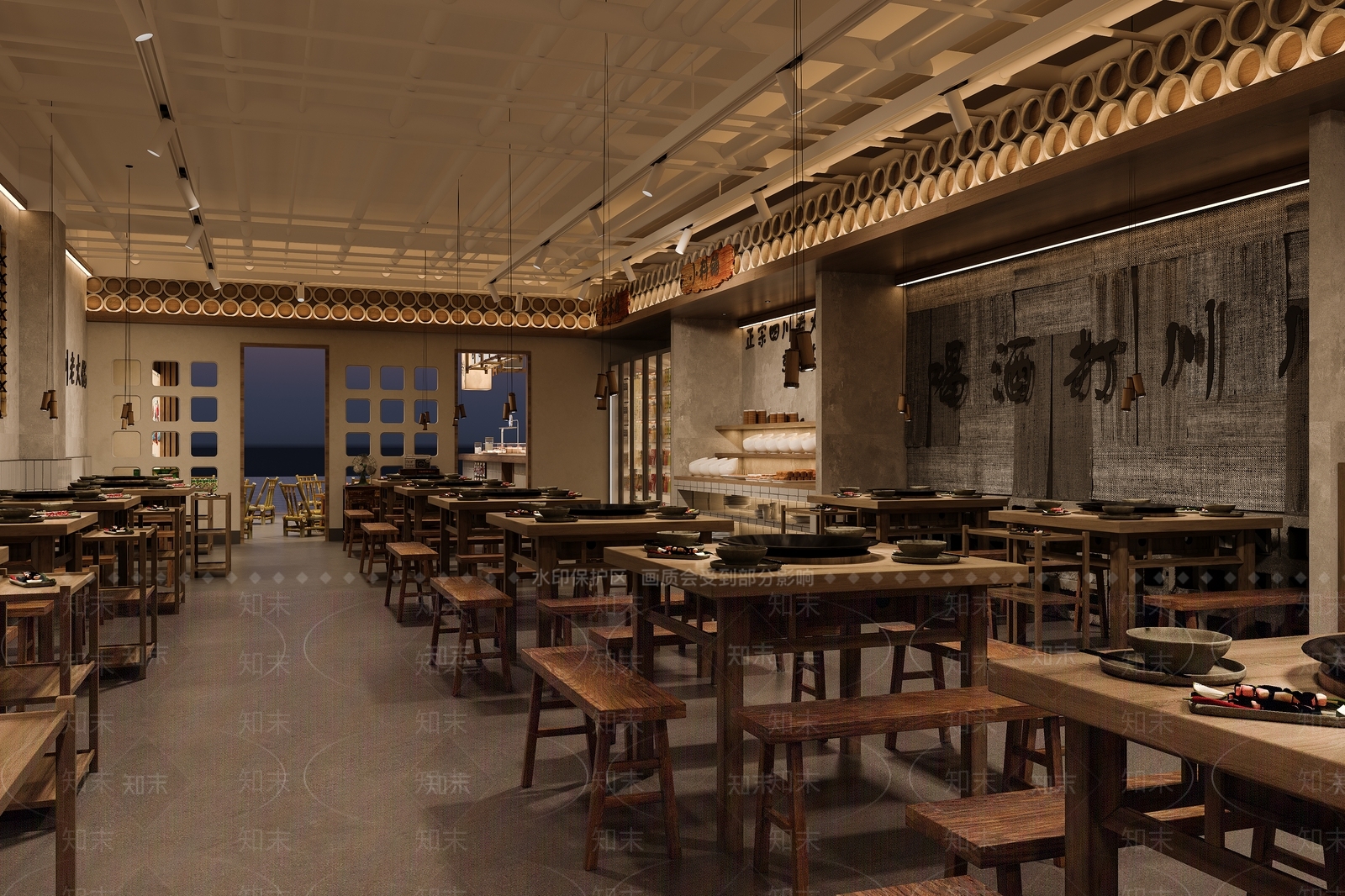 侘寂火锅店3D模型下载【ID:1201129276】