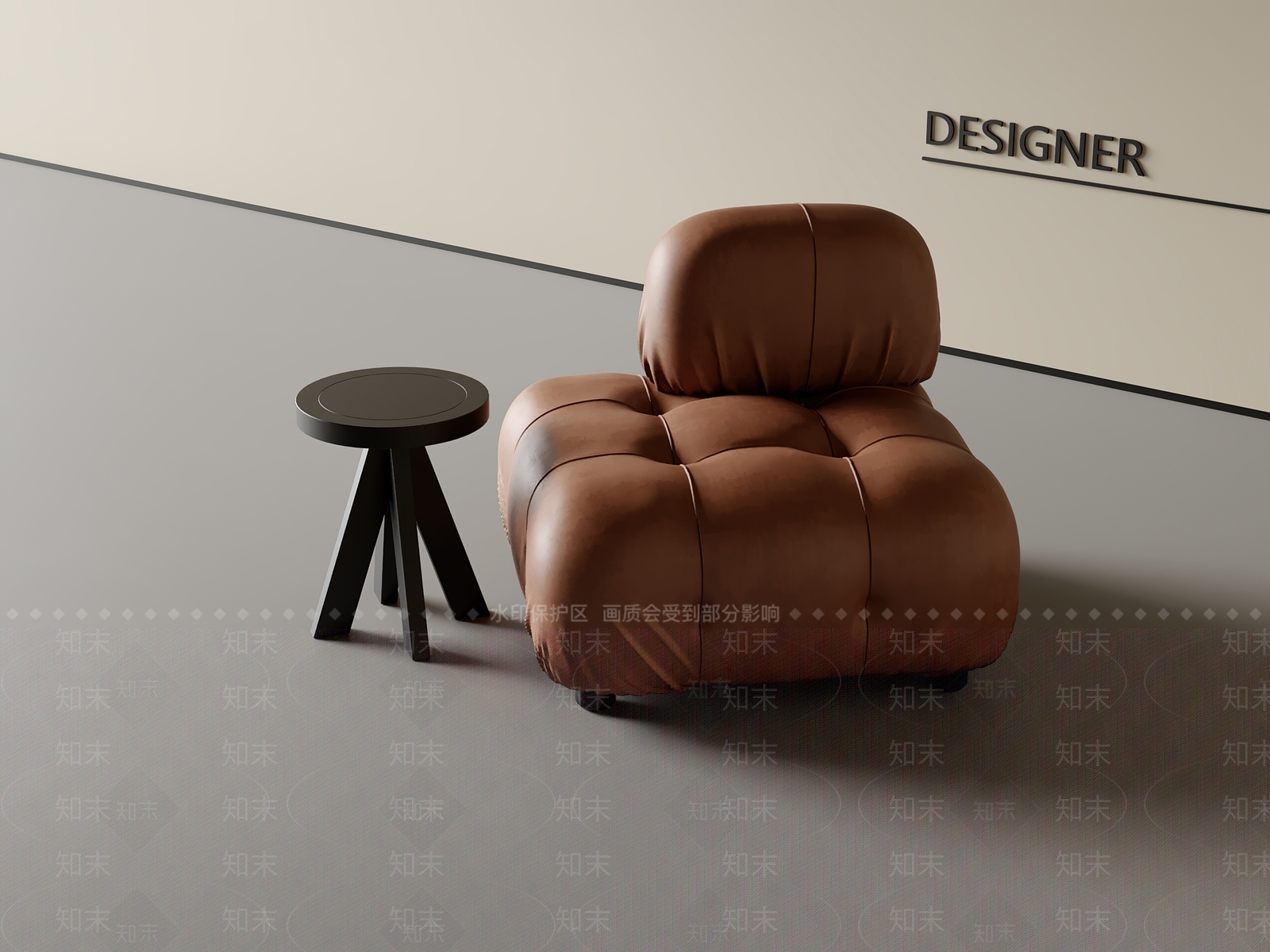现代中古单人沙发3D模型下载【ID:1201131294】