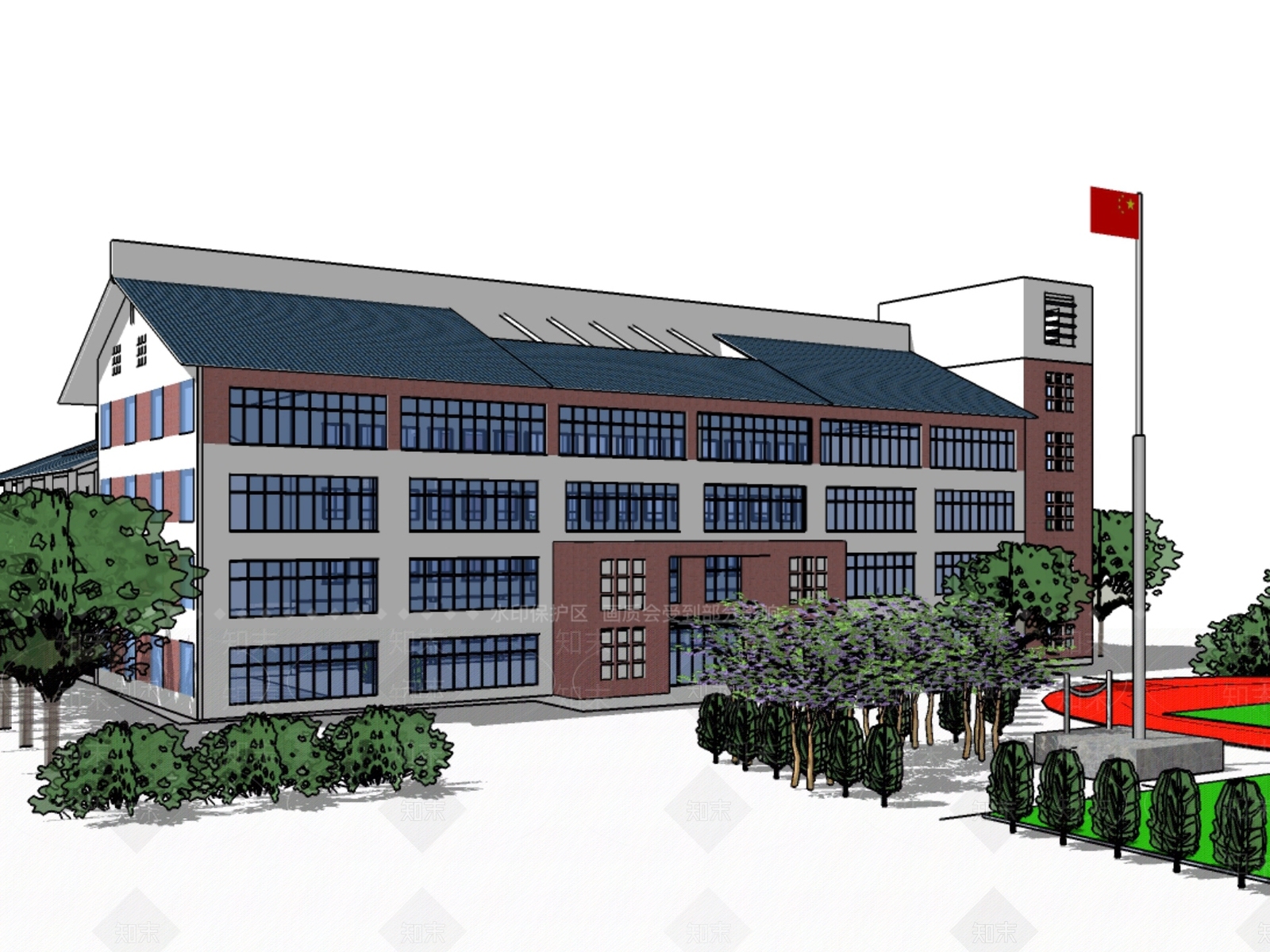 现代大学教学楼SU模型下载【ID:1201131445】