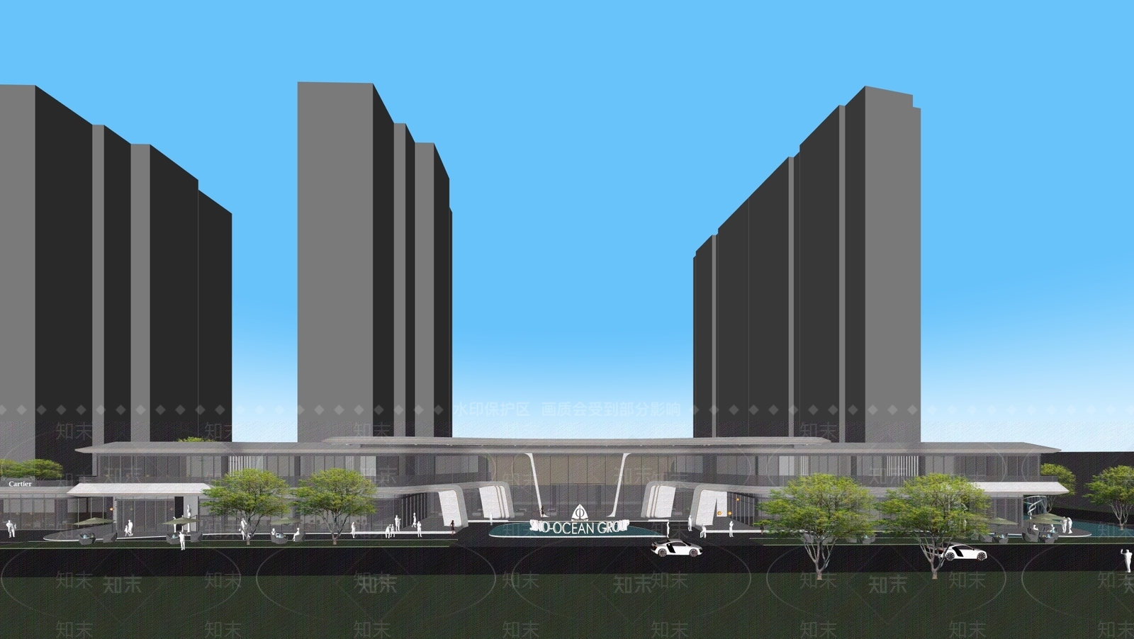 现代轻奢售楼处建筑SU模型下载【ID:1201133591】