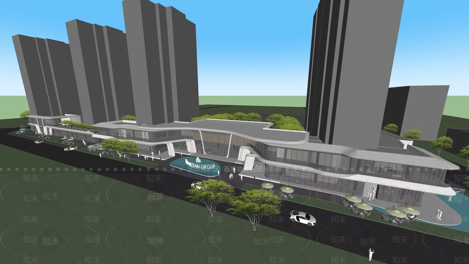 现代轻奢售楼处建筑SU模型下载【ID:1201133591】