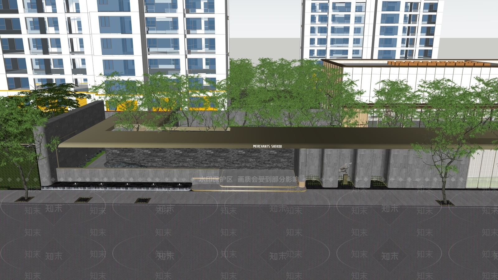 现代轻奢售楼处建筑SU模型下载【ID:1201136200】